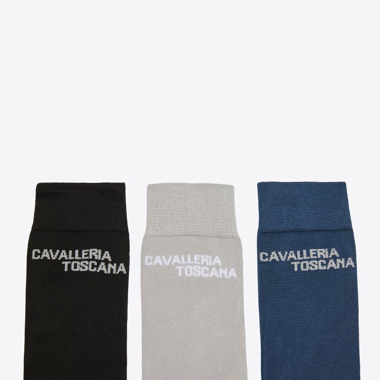 Cavalleria Toscana Jacquard Logo 3-Pack Socks