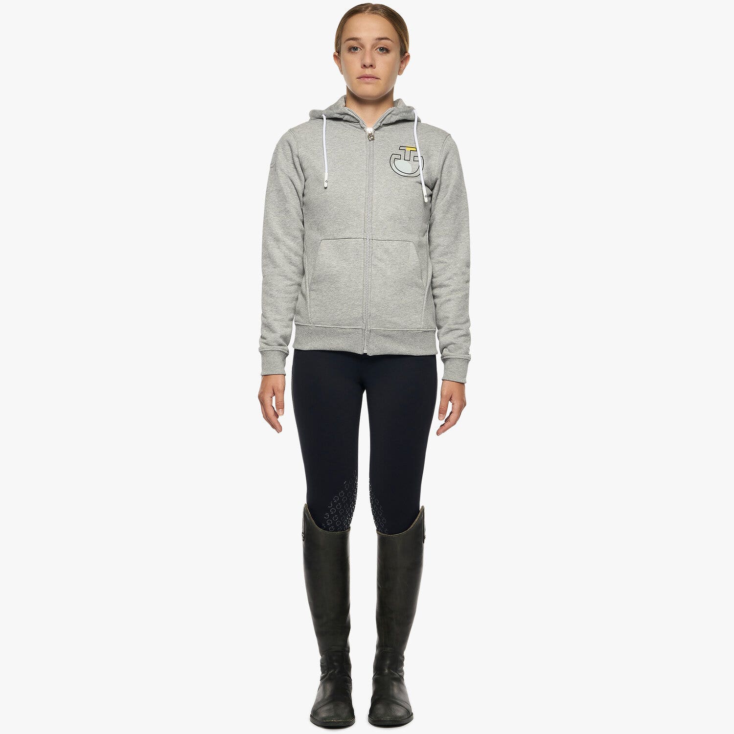 Cavalleria Toscana Girl’s cotton sweatshirt STONE GREY-1