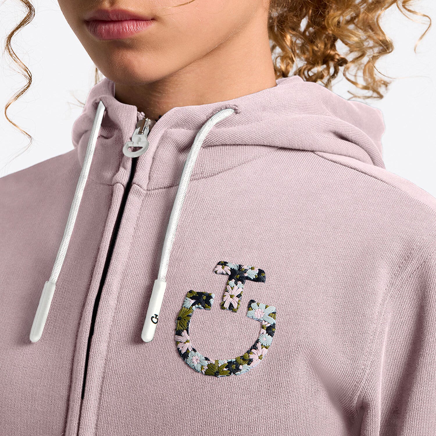 Cavalleria Toscana Girl's Hoodie with Zip and Floral Embroidery | Cavalleria Toscana VIOLET ICE-3