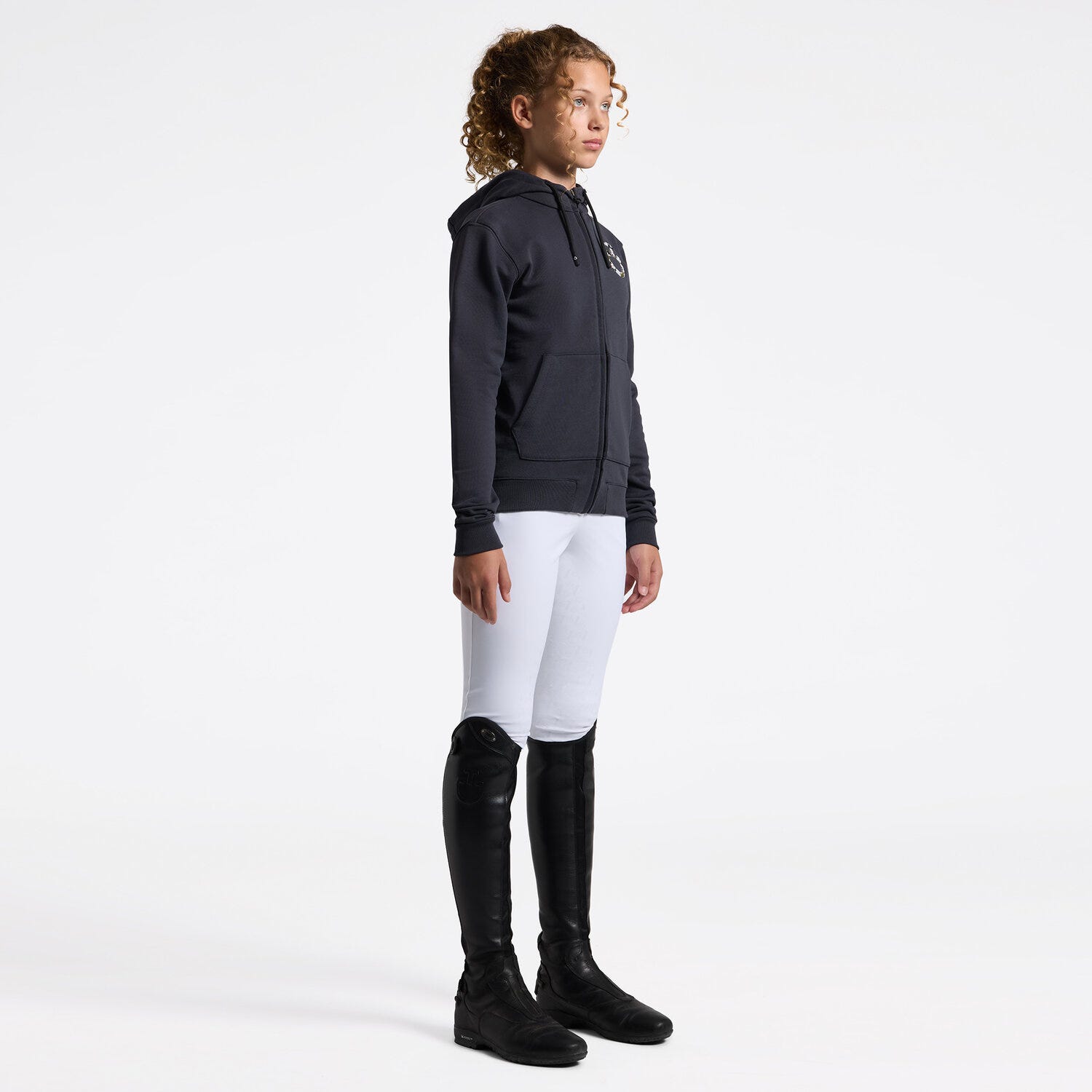 Girl's Hoodie with Zip and Floral Embroidery | Cavalleria Toscana