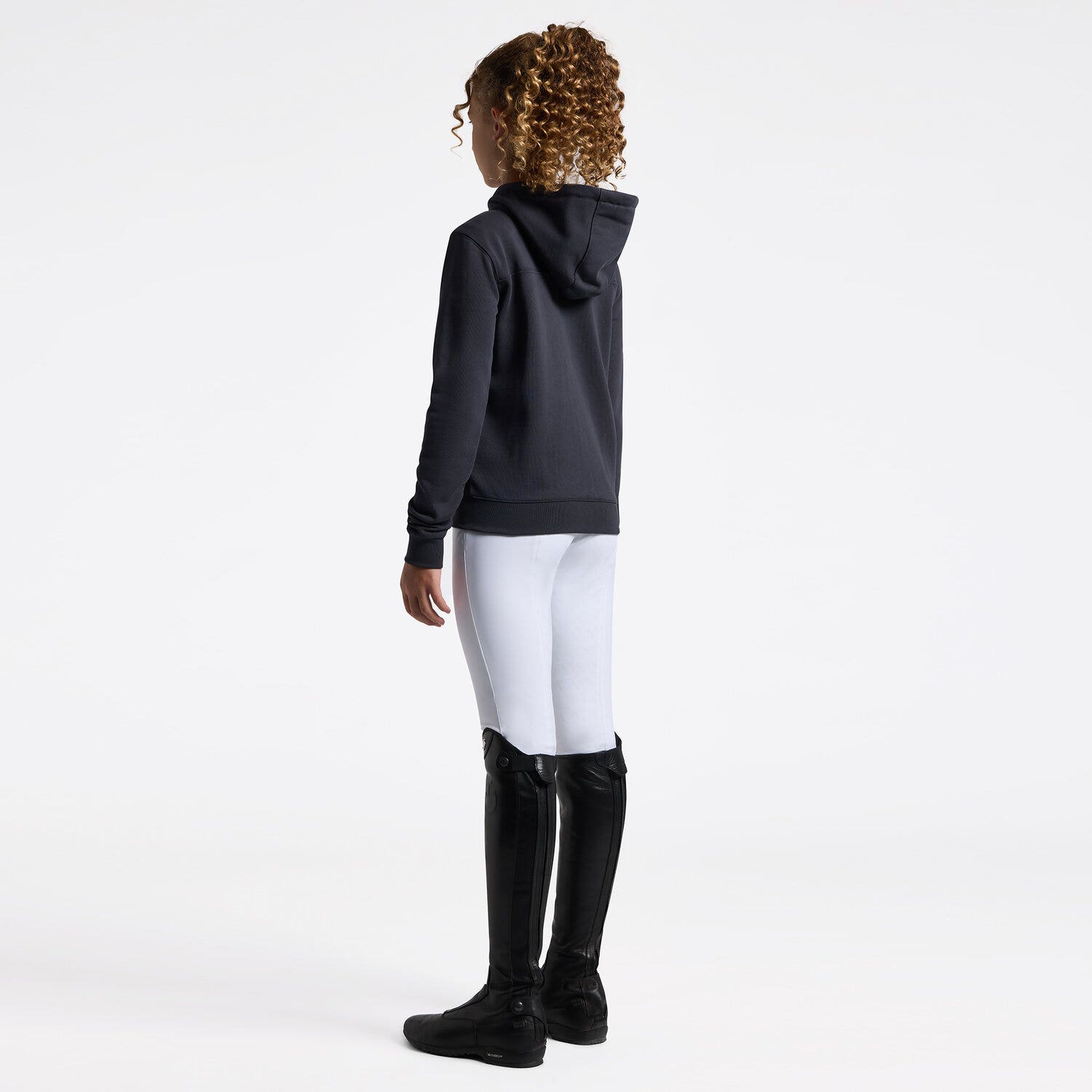 Cavalleria Toscana Girl's Hoodie with Zip and Floral Embroidery | Cavalleria Toscana CHARCOAL-2