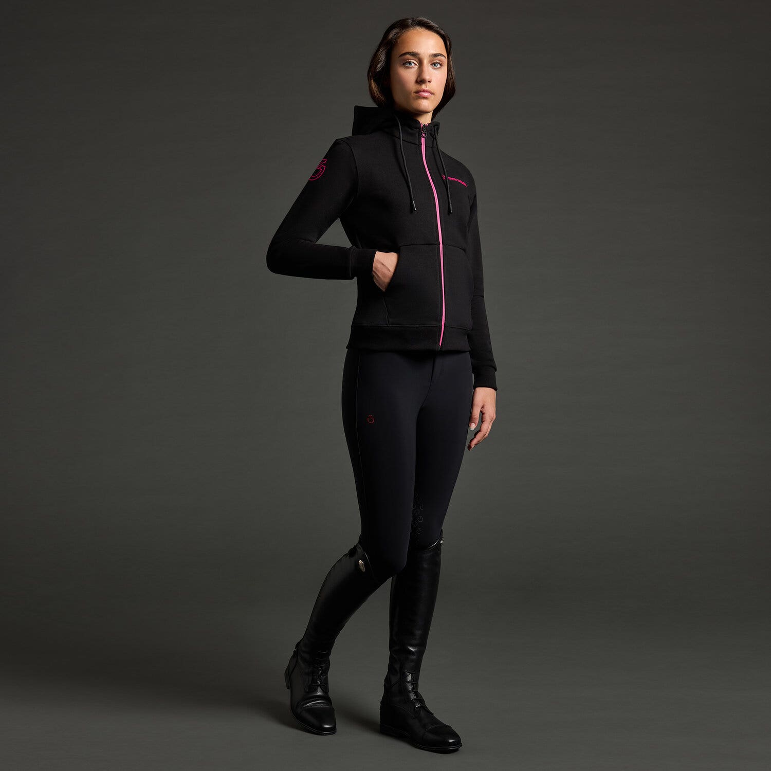 Cavalleria Toscana Felpa da Bambina CT x Iron Dames BLACK / PINK-1