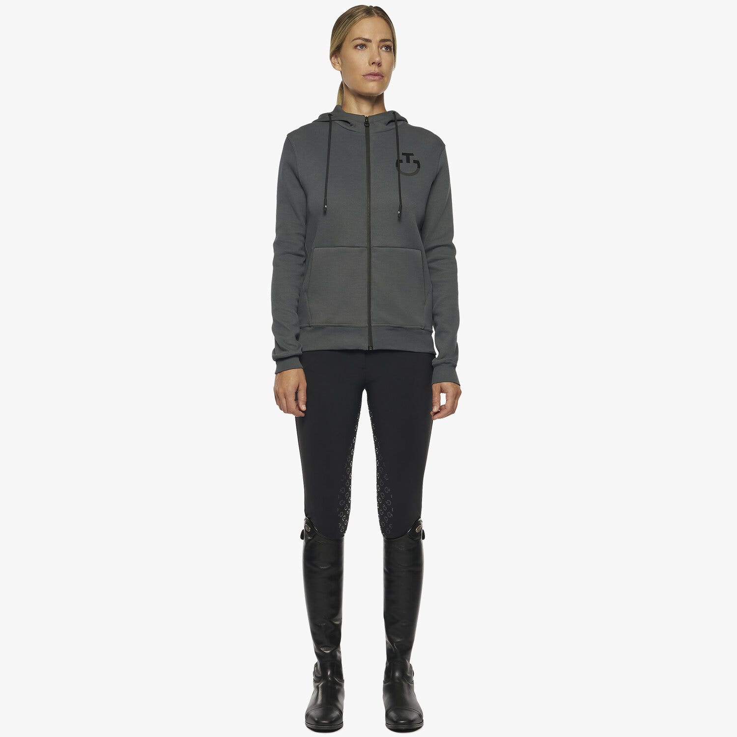 Cavalleria Toscana Women's zip hooded sweatshirt CHARCOAL GREY-1