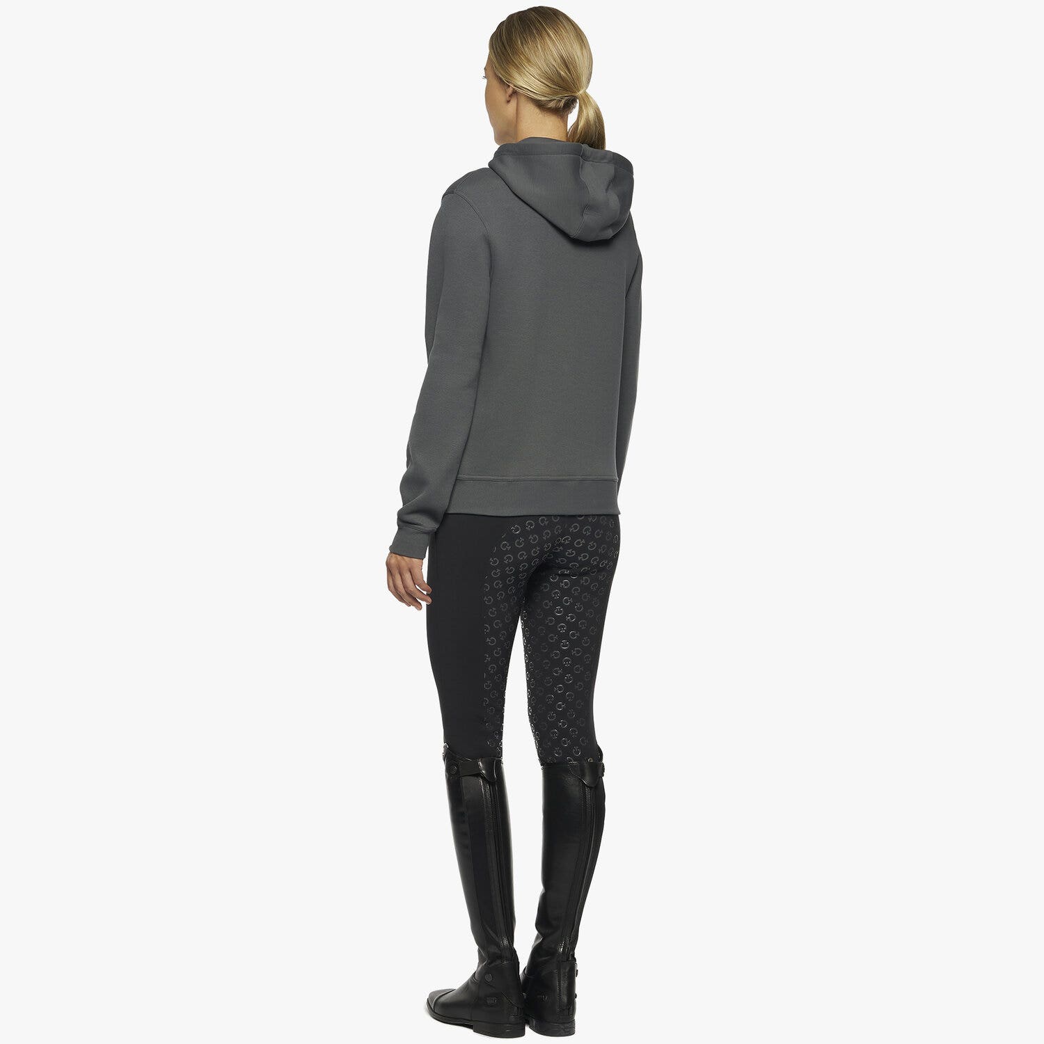 Cavalleria Toscana Women's zip hooded sweatshirt CHARCOAL GREY-3