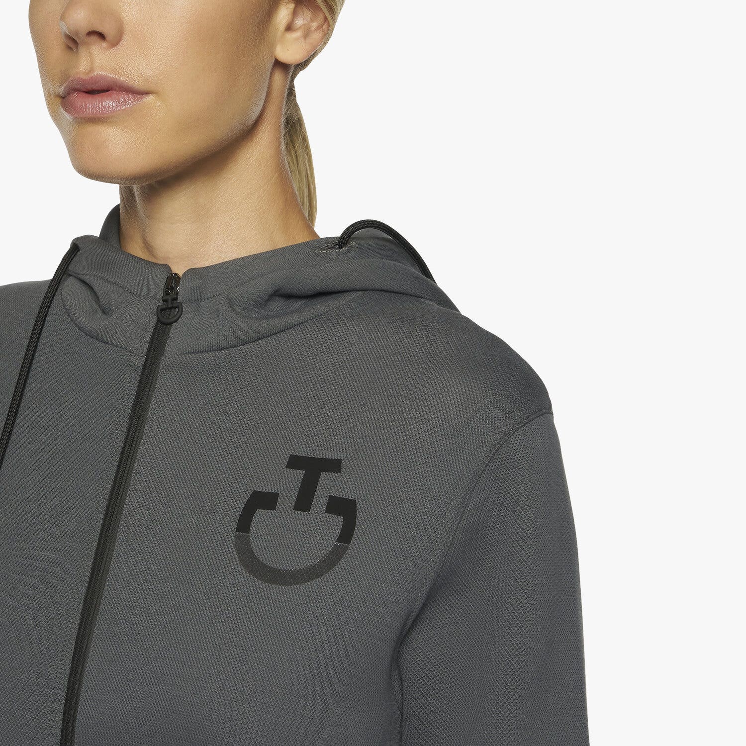 Cavalleria Toscana Women's zip hooded sweatshirt CHARCOAL GREY-4