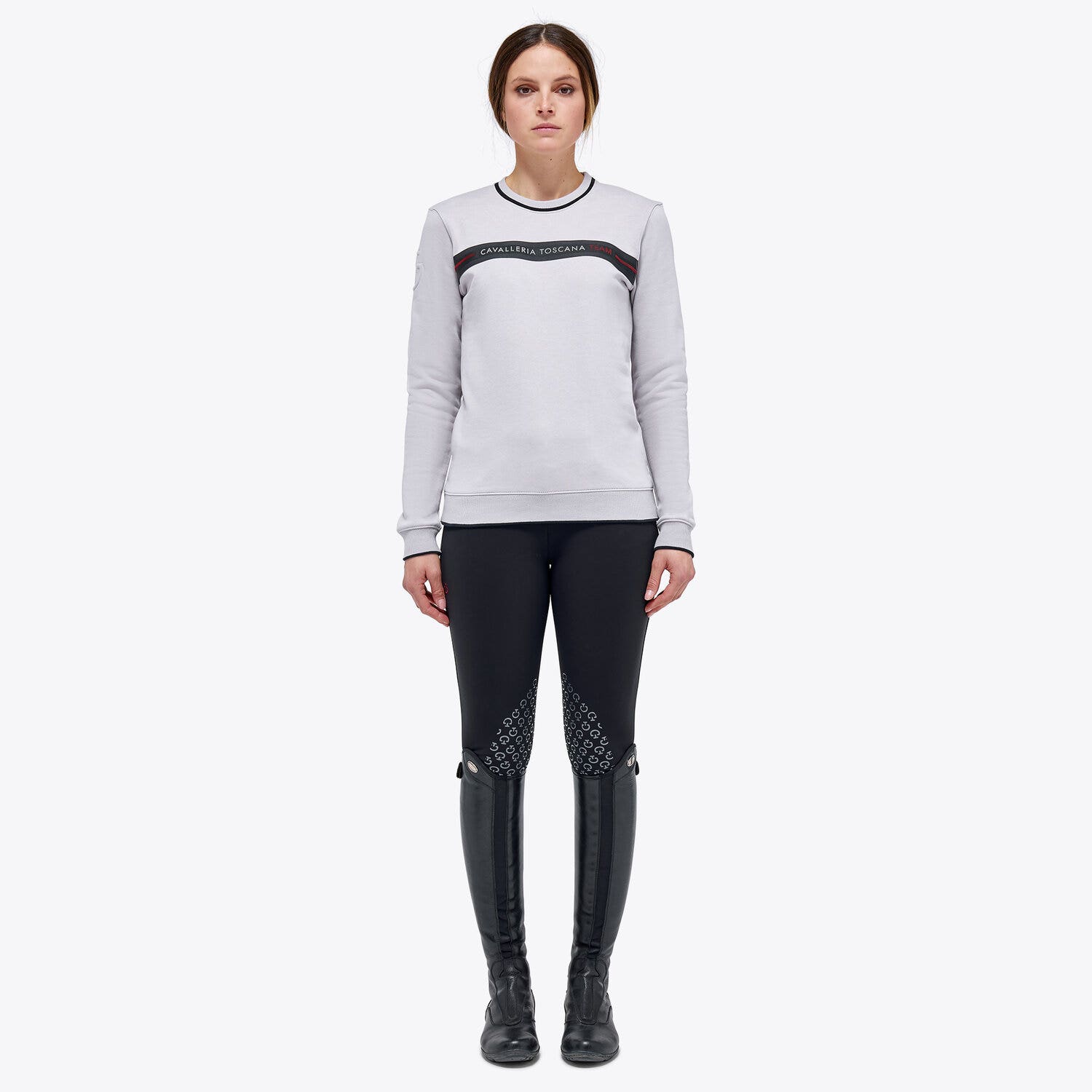 Cavalleria Toscana Women's Train Hard Ride Easy Sweatshirt LIGHT GREY-1