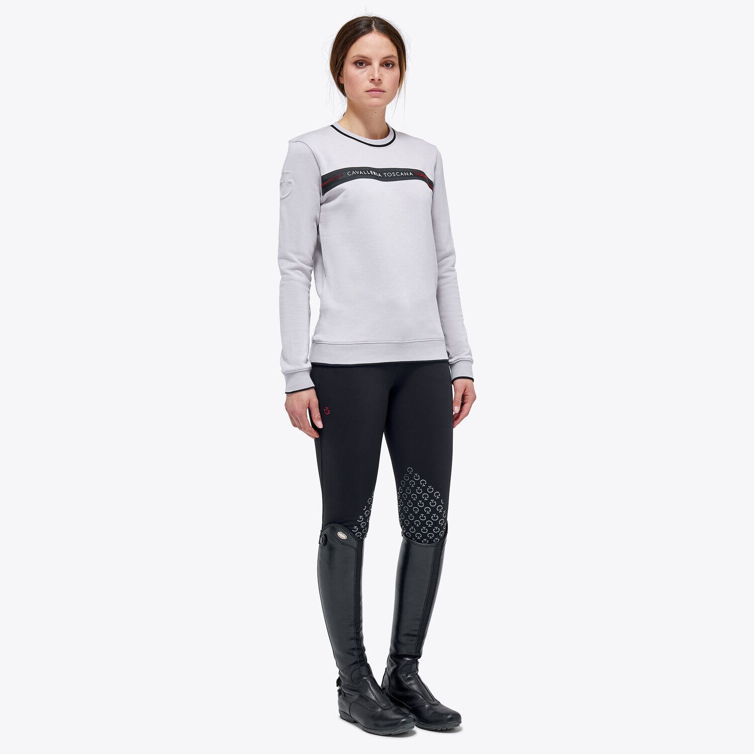 Cavalleria Toscana Women's Train Hard Ride Easy Sweatshirt LIGHT GREY-2
