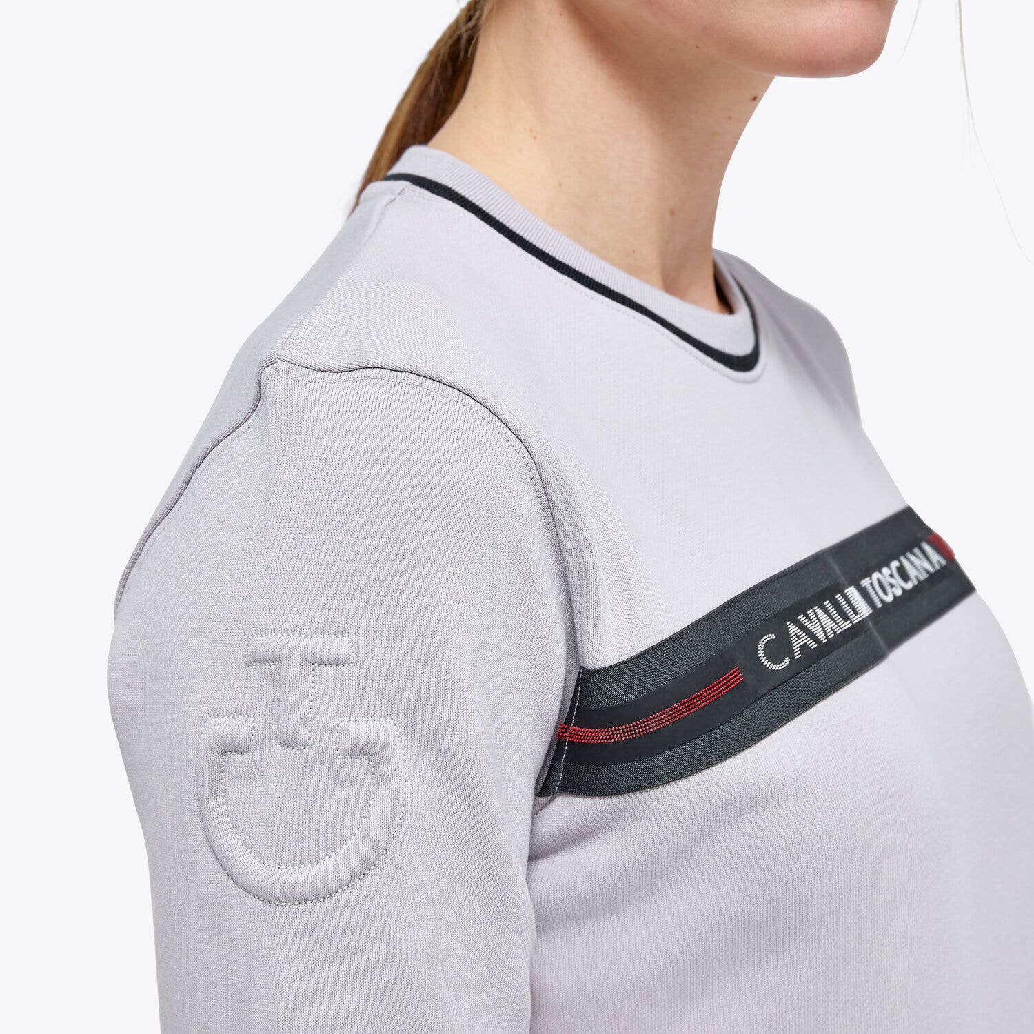 Cavalleria Toscana Women's Train Hard Ride Easy Sweatshirt LIGHT GREY-7