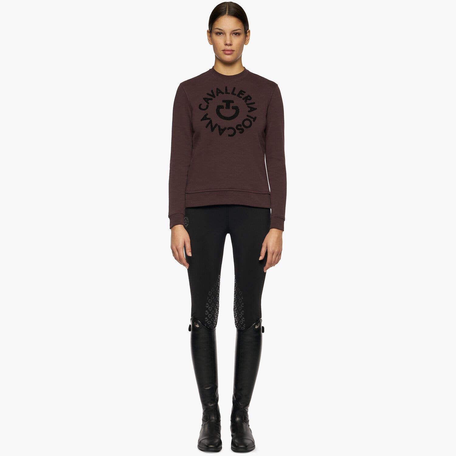 Cavalleria Toscana Women's sweatshirt with sponge logo DARK PURPLE-1