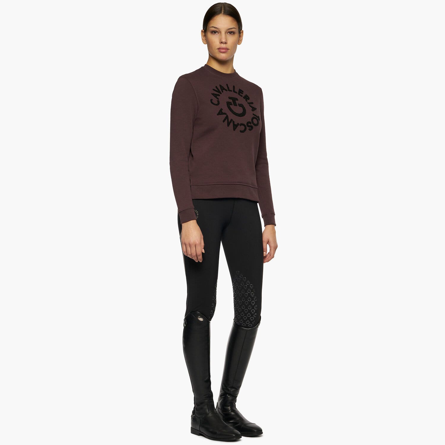 Cavalleria Toscana Women's sweatshirt with sponge logo DARK PURPLE-2