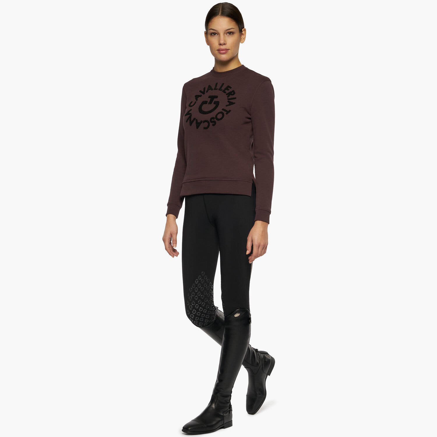 Cavalleria Toscana Women's sweatshirt with sponge logo DARK PURPLE-4