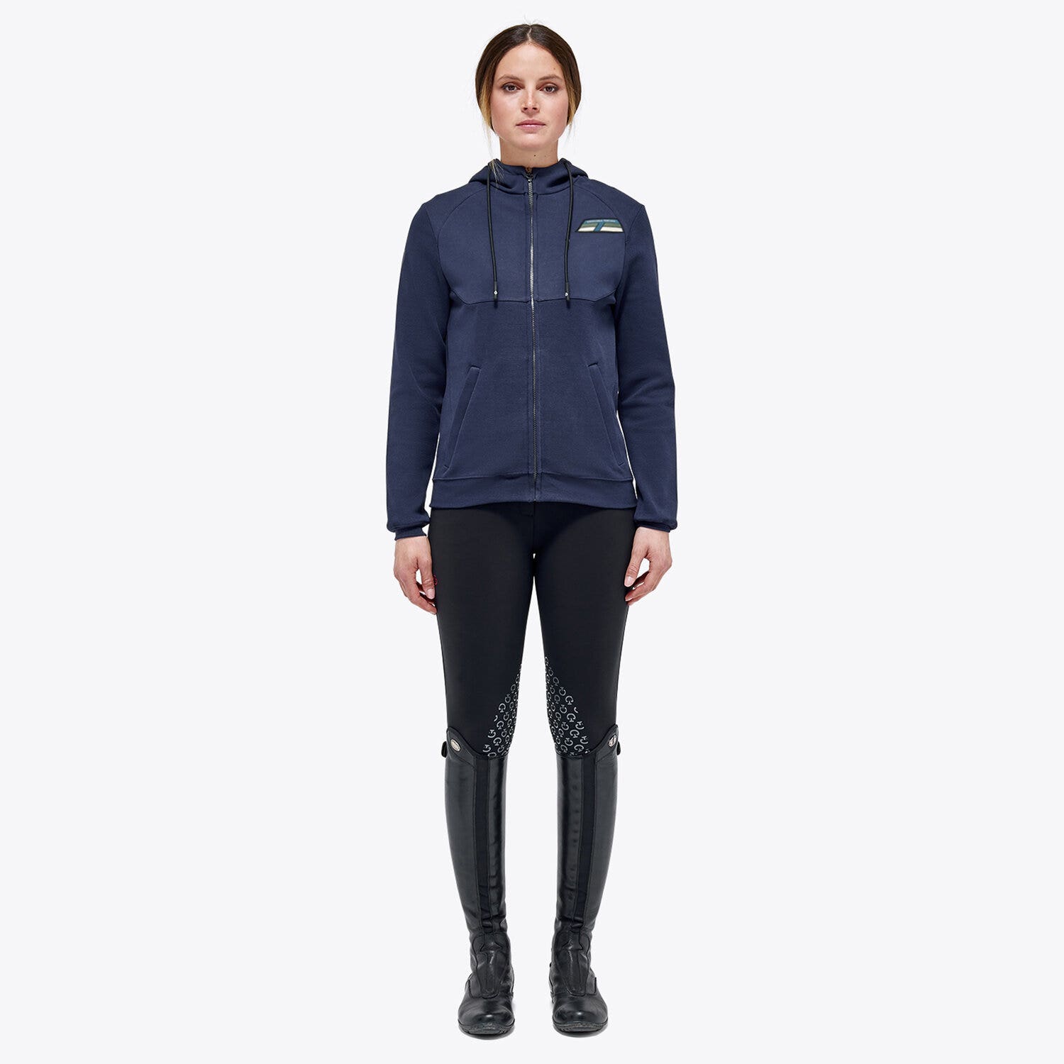 Cavalleria Toscana Women’s piqué cotton sweatshirt OCEAN BLUE-1