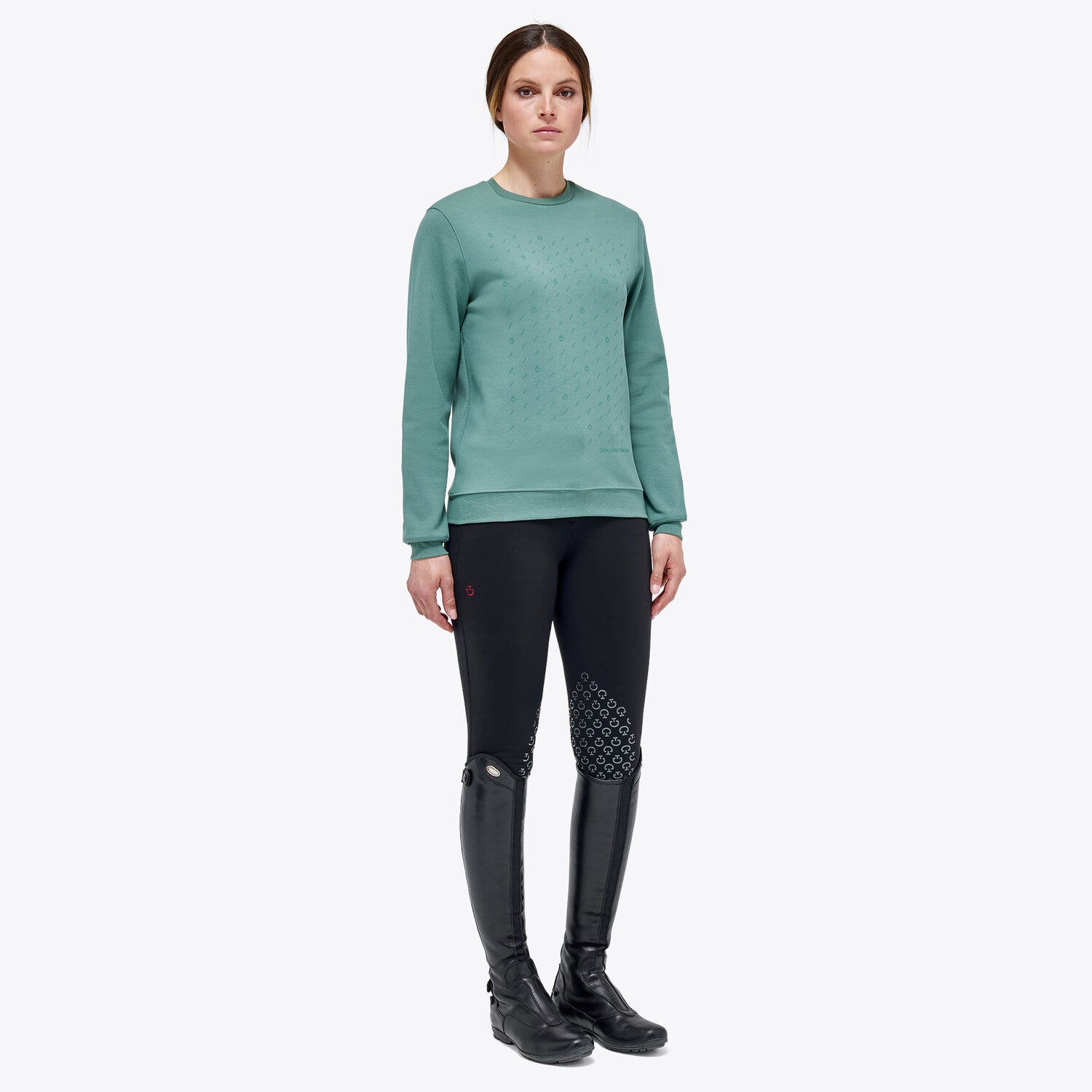 Cavalleria Toscana Women’s piqué cotton sweatshirt EMERALD GREY-2