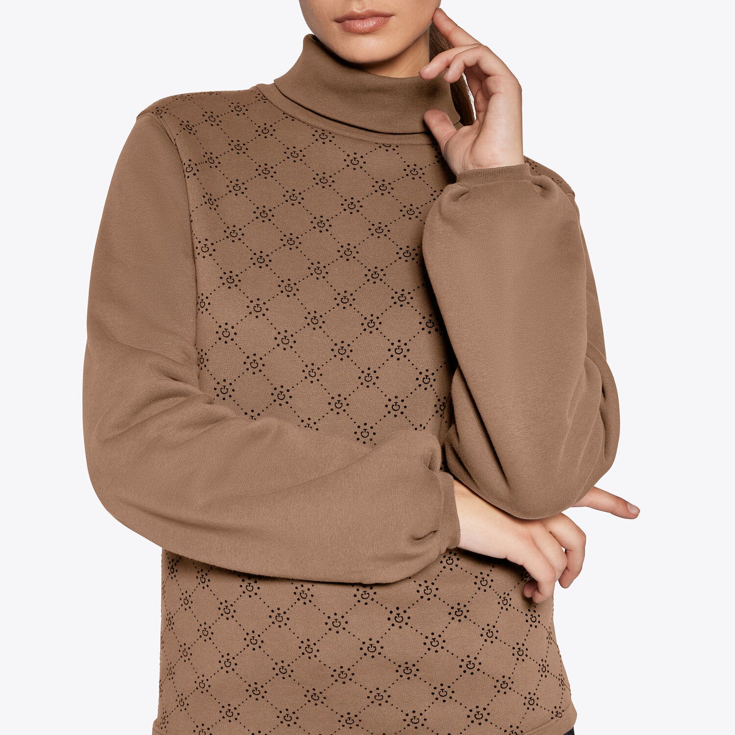 Cavalleria Toscana Women's turtleneck sweatshirt CACAO-3