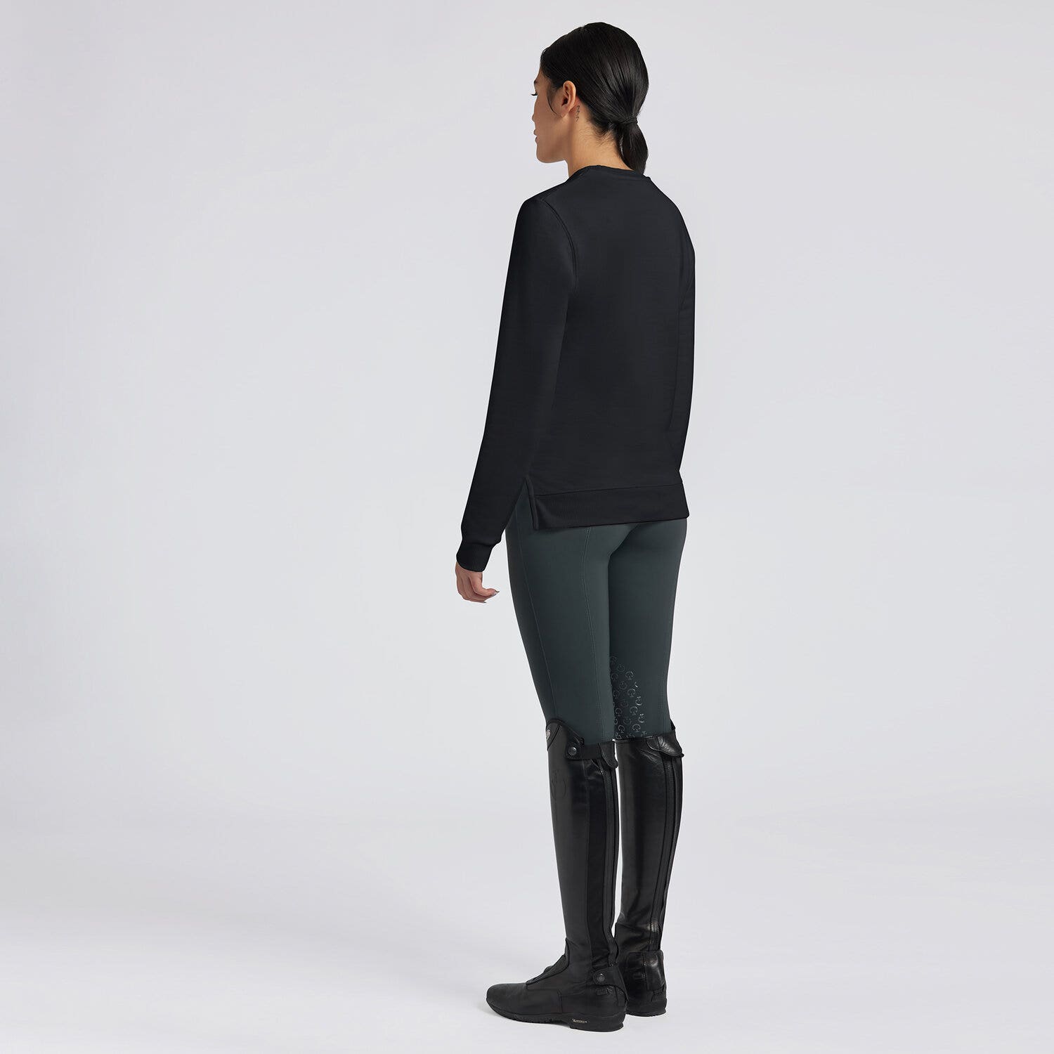 Cavalleria Toscana Cavalleria Toscana Women's Cotton Crew Neck Sweatshirt BLACK-3