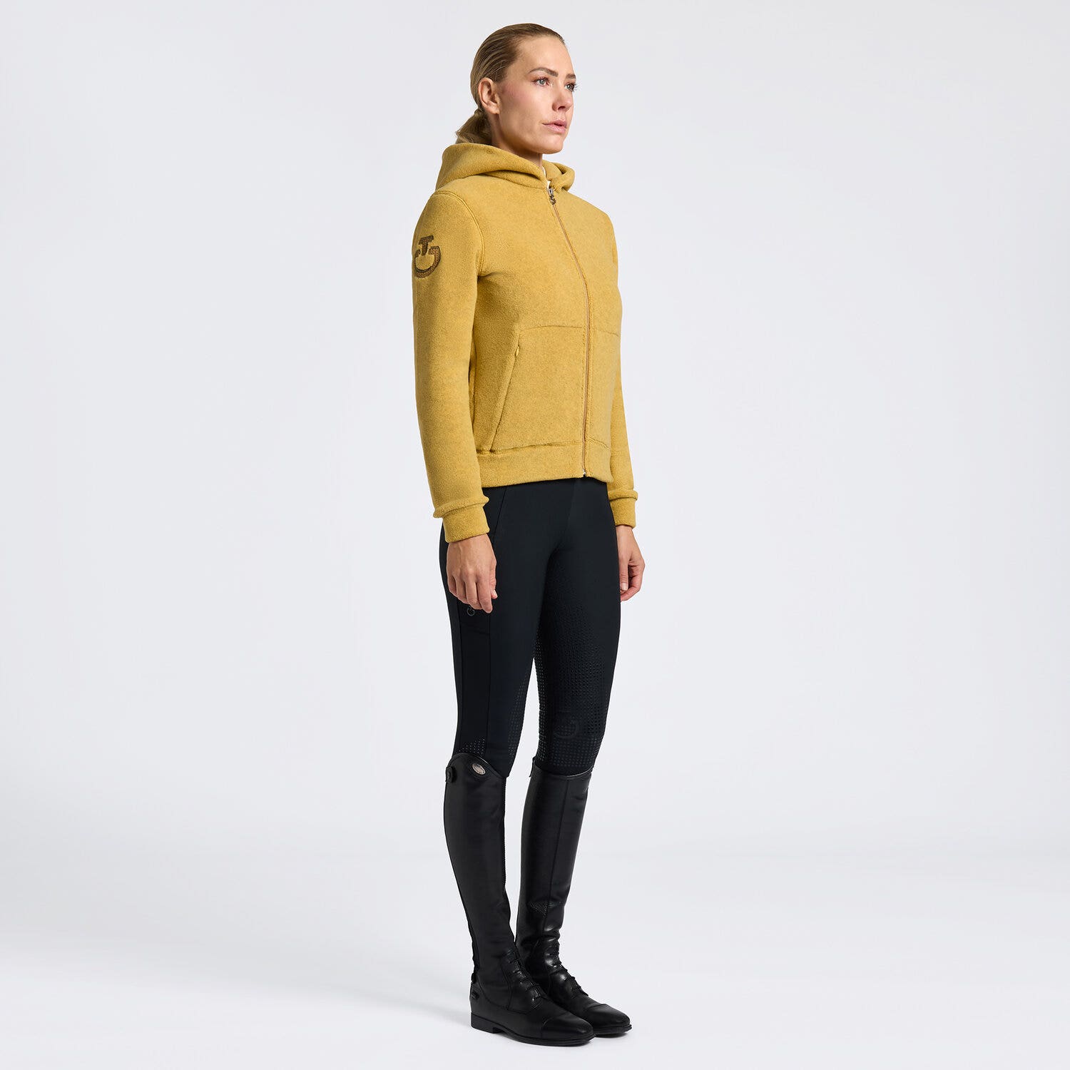 Cavalleria Toscana Women's Cavalleria Toscana Fleece Hoodie GOLDEN OCHRE-1