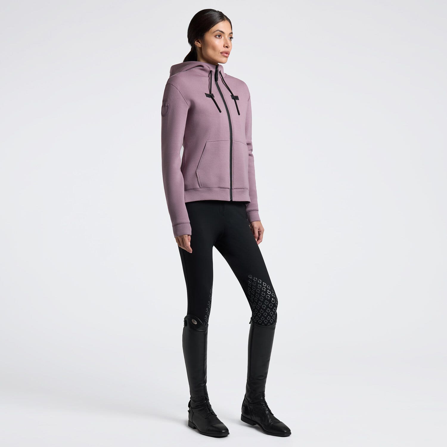 Cavalleria Toscana Cavalleria Toscana Women's Cotton Zip Hoodie GRAPE SHAKE-1