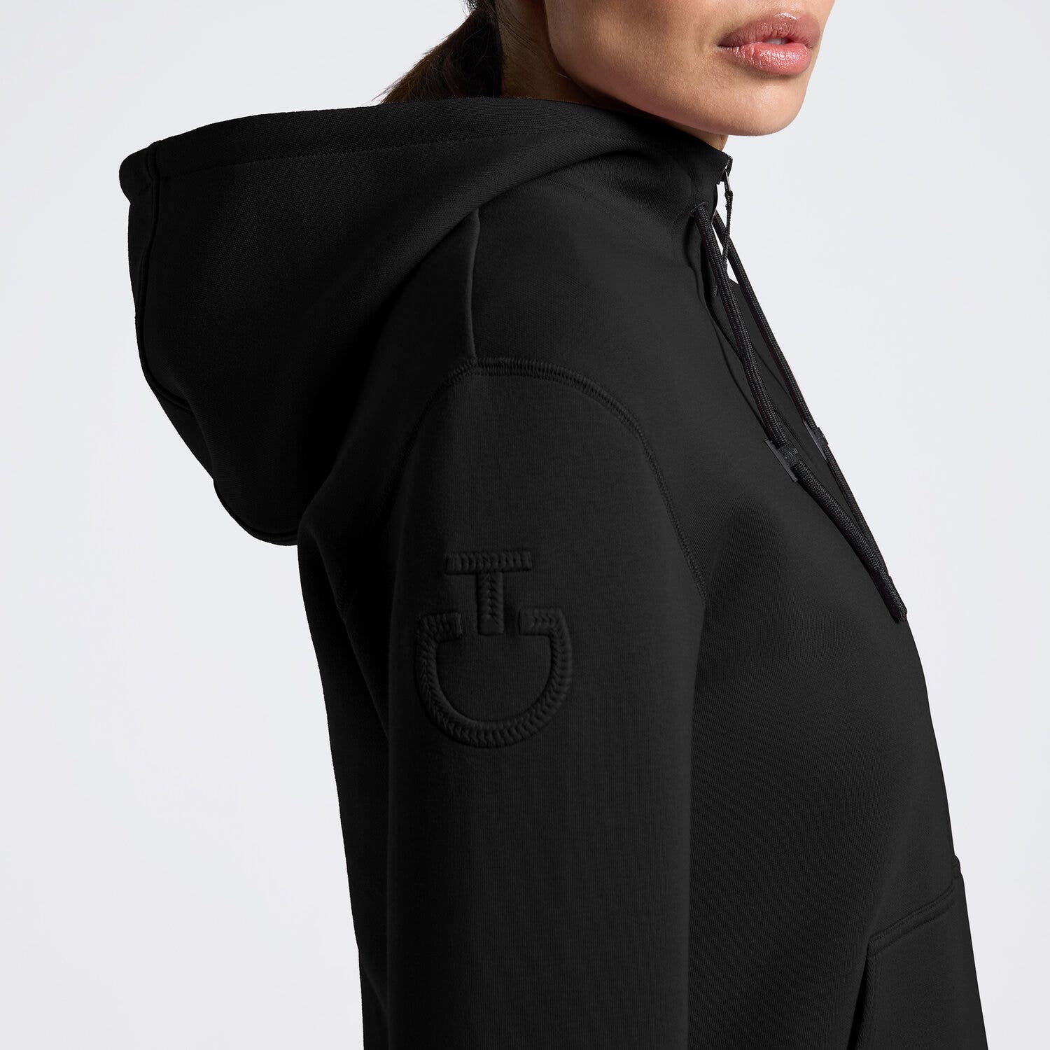 Cavalleria Toscana Cavalleria Toscana Women's Cotton Zip Hoodie BLACK-3