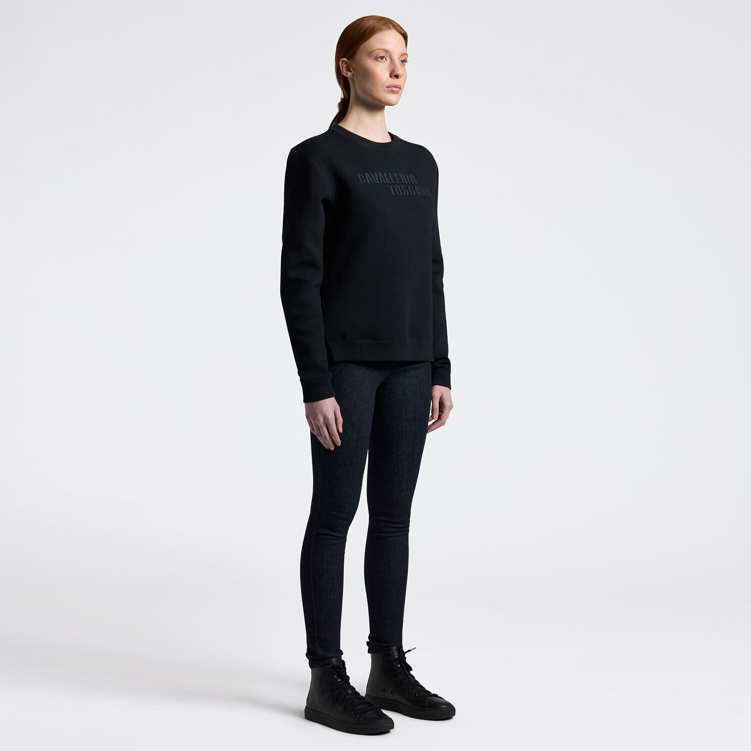 Cavalleria Toscana Cavalleria Toscana Women's Cotton Crew Neck Sweatshirt BLACK-1
