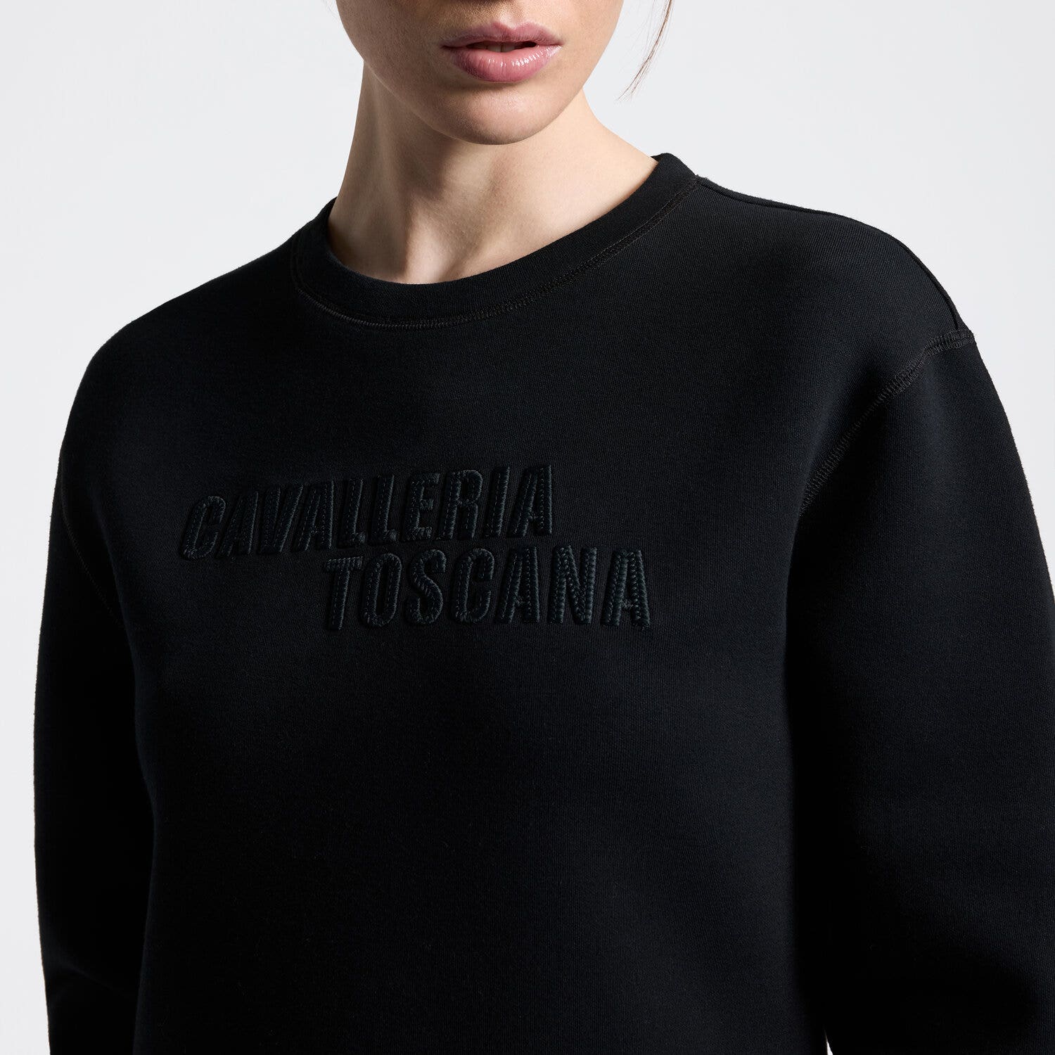 Cavalleria Toscana Cavalleria Toscana Women's Cotton Crew Neck Sweatshirt BLACK-3