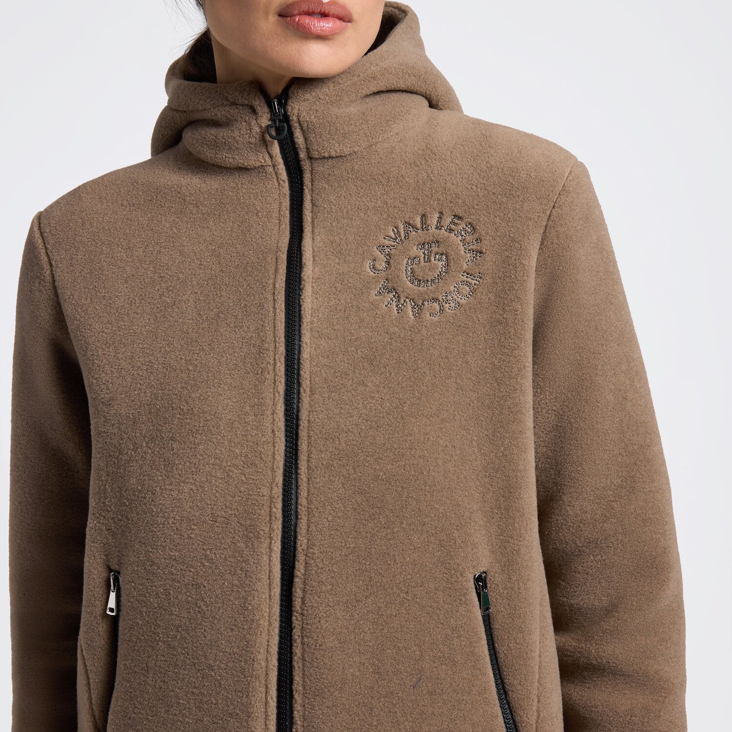 Cavalleria Toscana Cavalleria Toscana Women's Technical Fleece Zip Hoodie WALNUT-3