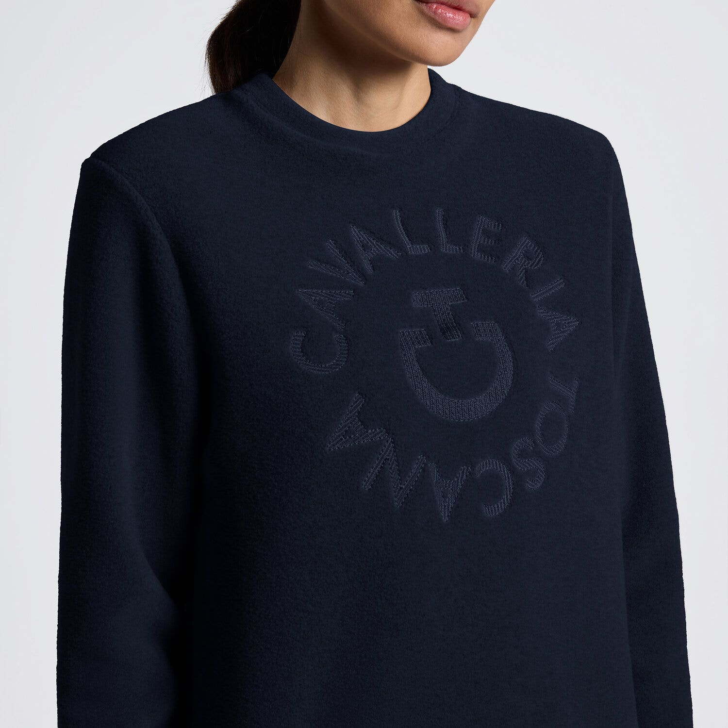 Cavalleria Toscana Cavalleria Toscana Women's Fleece Crew Neck Sweatshirt NAVY-3