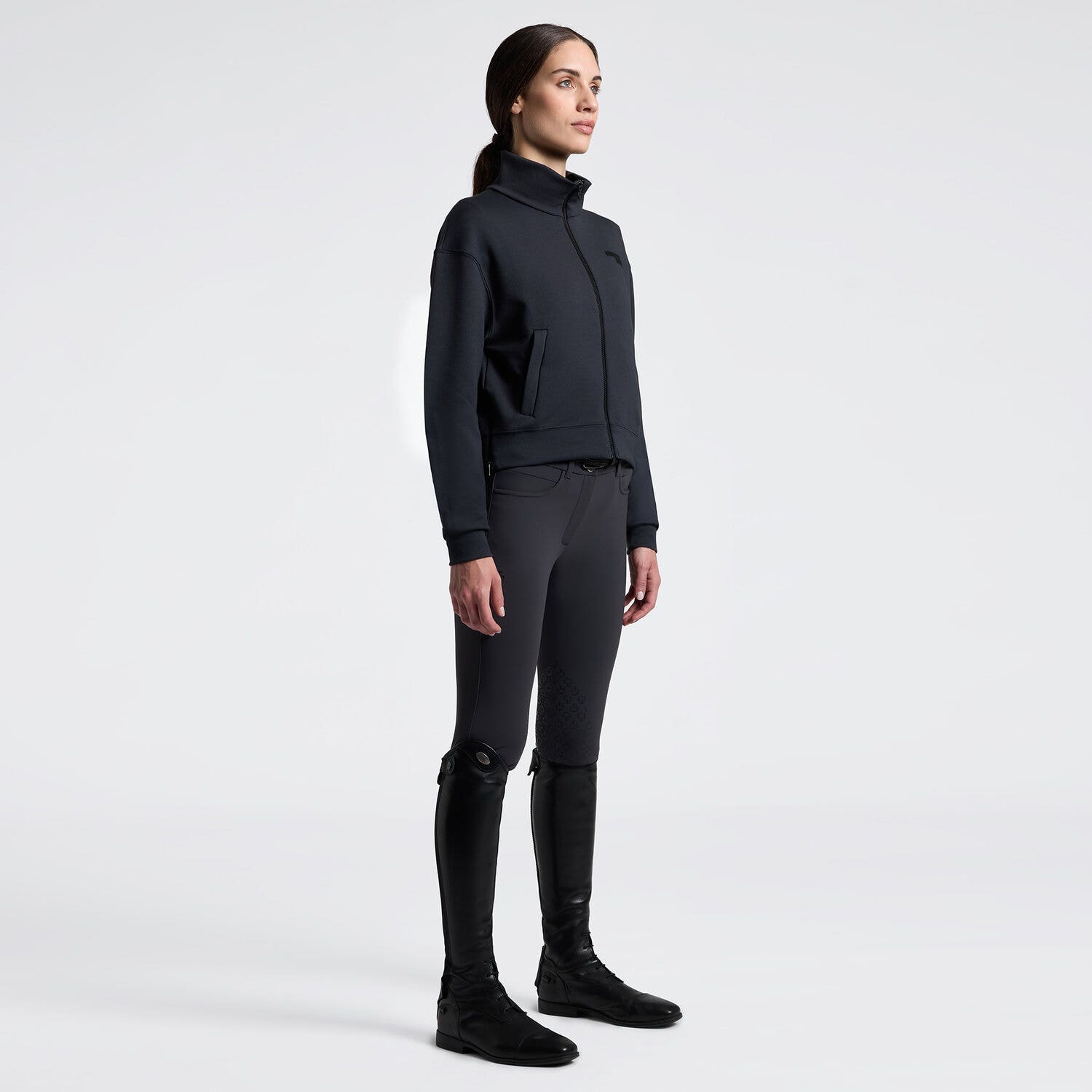 Cavalleria Toscana Women's Hoodie with Zip | Cavalleria Toscana CHARCOAL-4