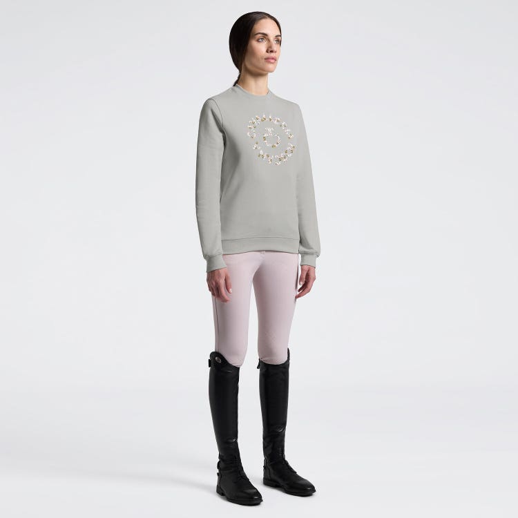 Women's Crew Neck Sweater with Floral Embroidery| Cavalleria Toscana