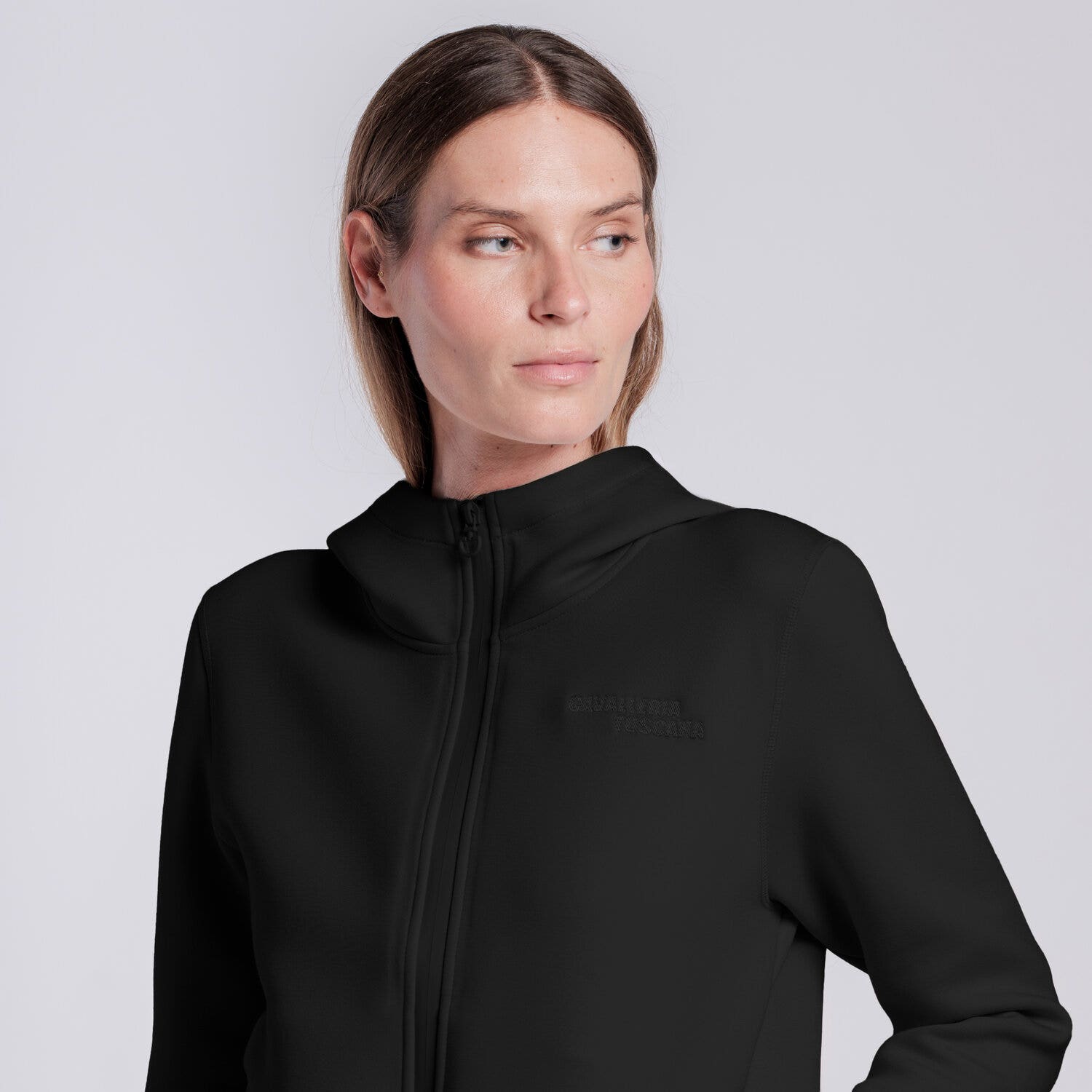 Cavalleria Toscana FELPA TECNICA CON CAPPUCCIO DA DONNA BLACK-2