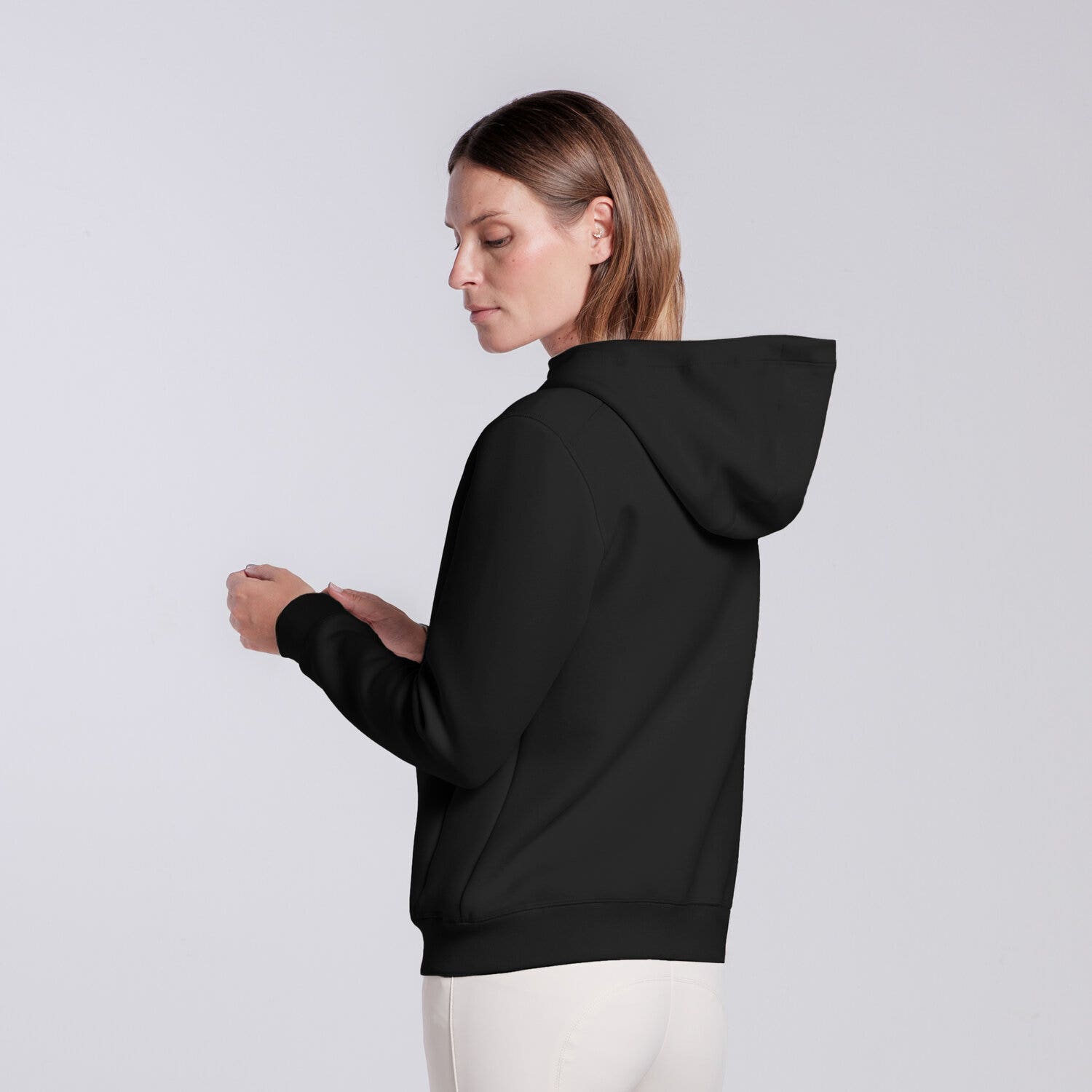 Cavalleria Toscana FELPA TECNICA CON CAPPUCCIO DA DONNA BLACK-3