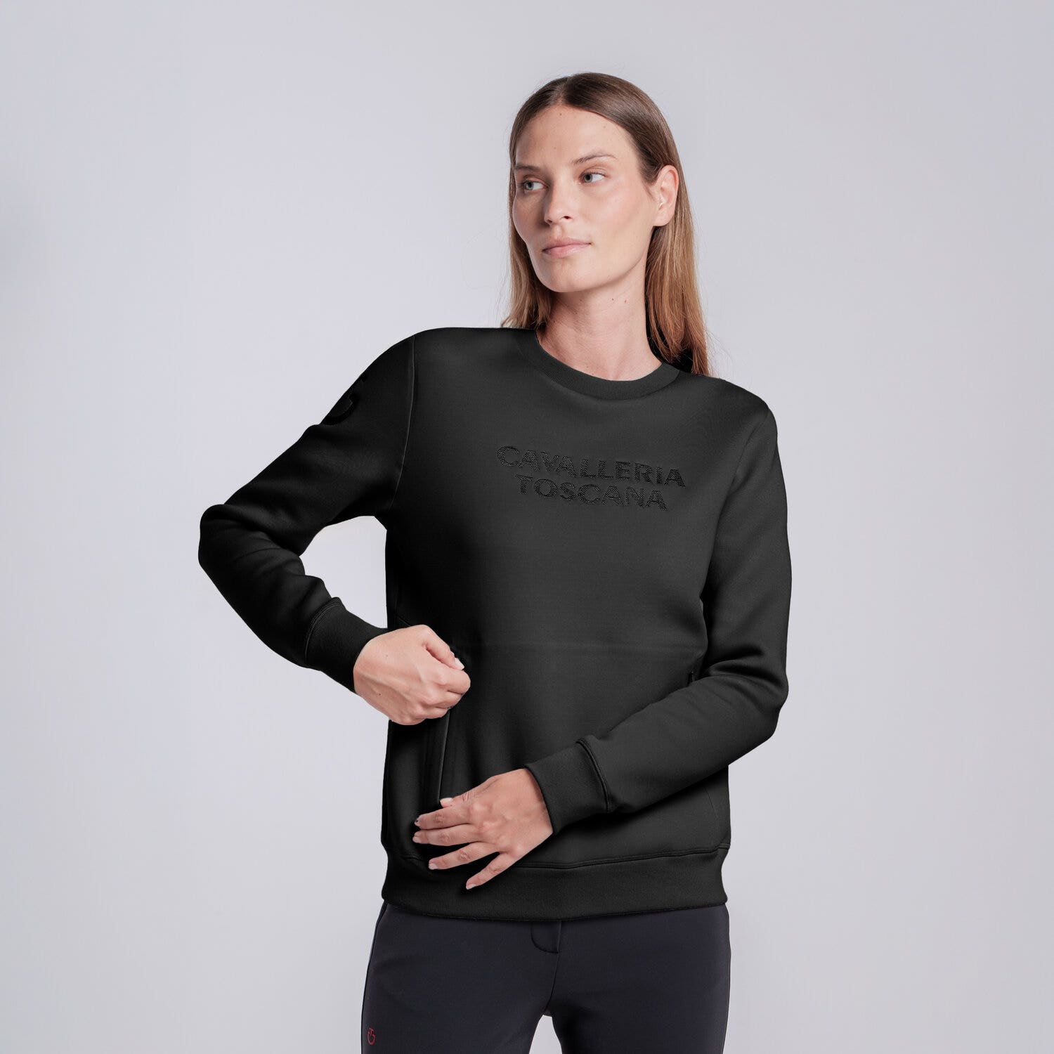 Cavalleria Toscana FELPA TECNICA GIROCOLLO DA DONNA BLACK-2