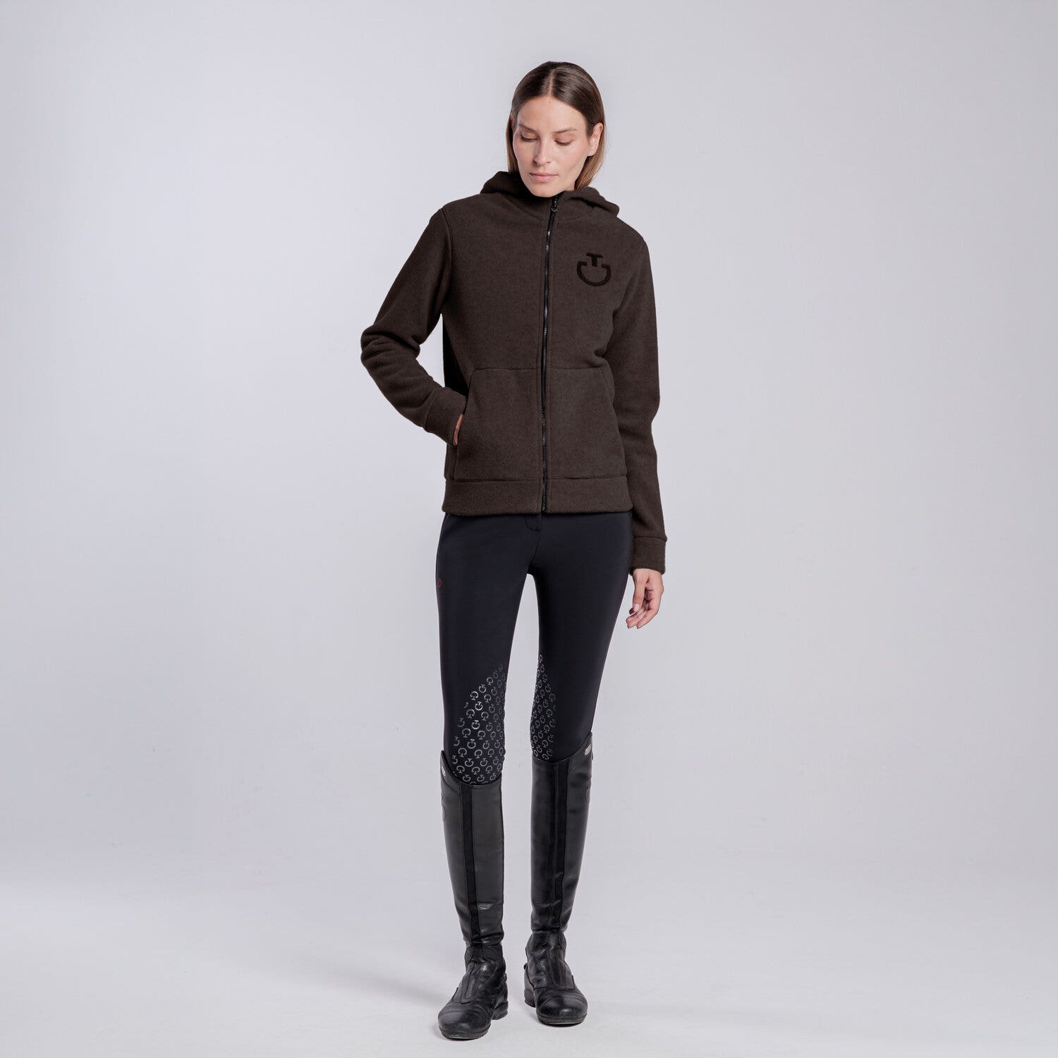 Cavalleria Toscana Women’s fleece hoodie ESPRESSO-1