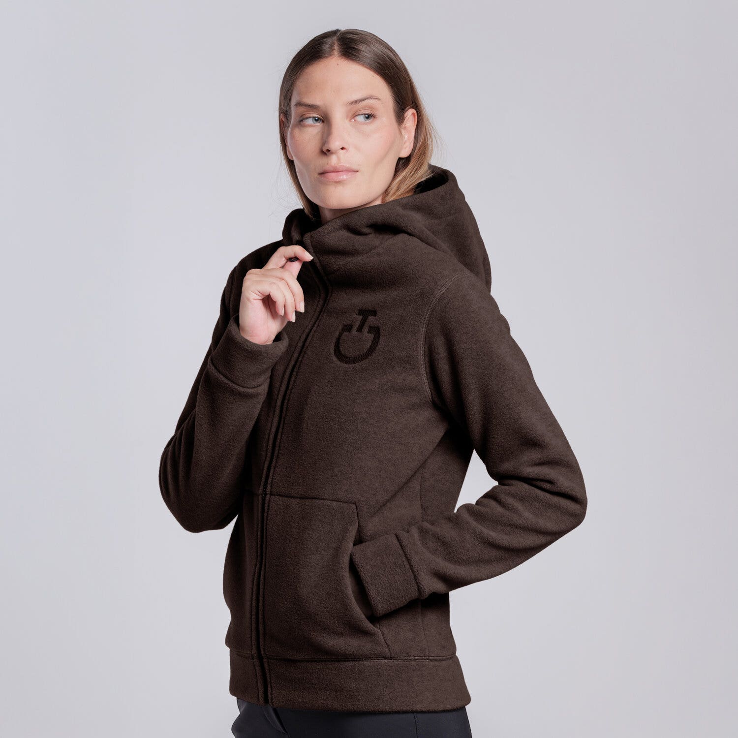 Cavalleria Toscana Women’s fleece hoodie ESPRESSO-2