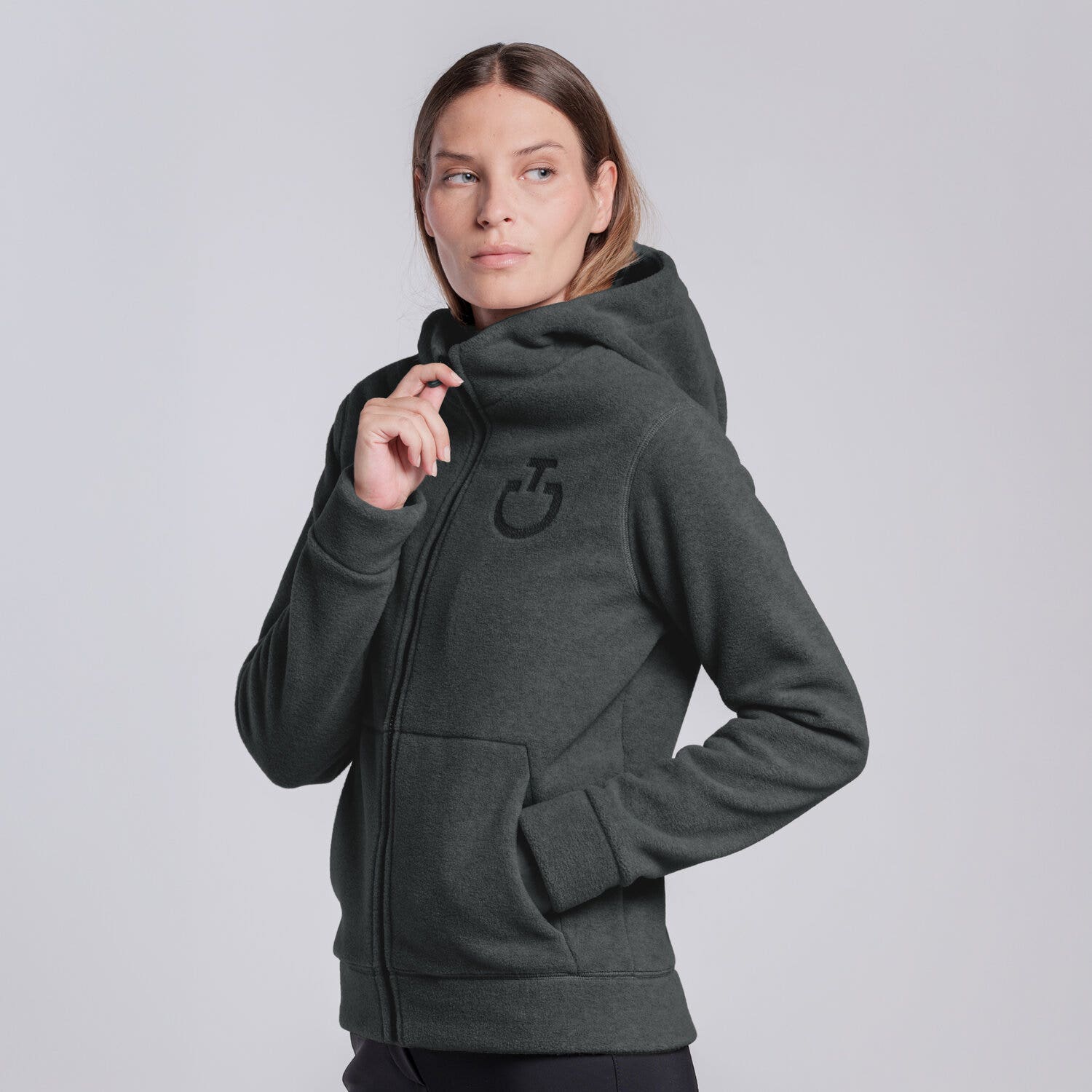 Cavalleria Toscana Women’s fleece hoodie CHARCOAL GREY-2