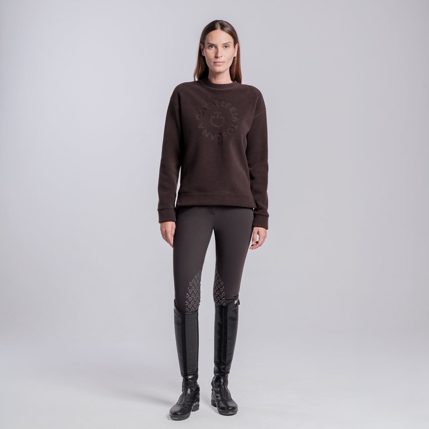 Cavalleria Toscana FELPA GIROCOLLO CON LOGO CENTRALE DA DONNA ESPRESSO-1