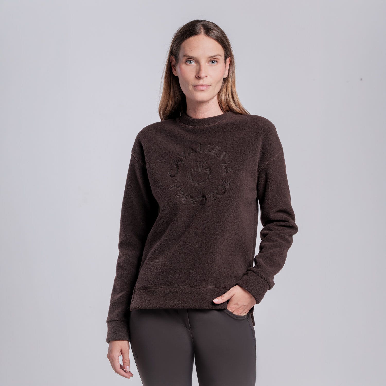 Cavalleria Toscana Women’s crewneck sweatshirt with logo ESPRESSO-2