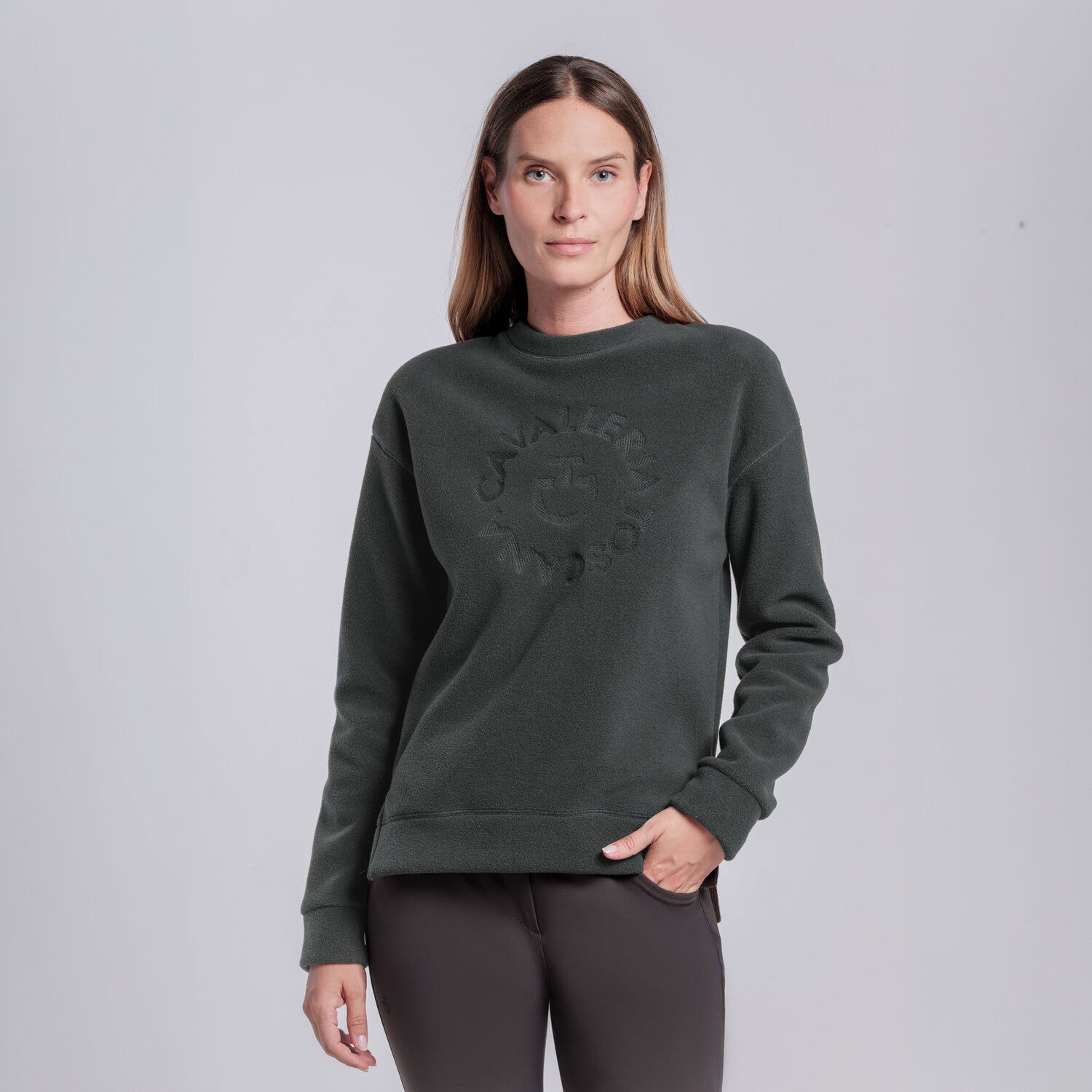 Cavalleria Toscana Women’s crewneck sweatshirt with logo CHARCOAL GREY-2