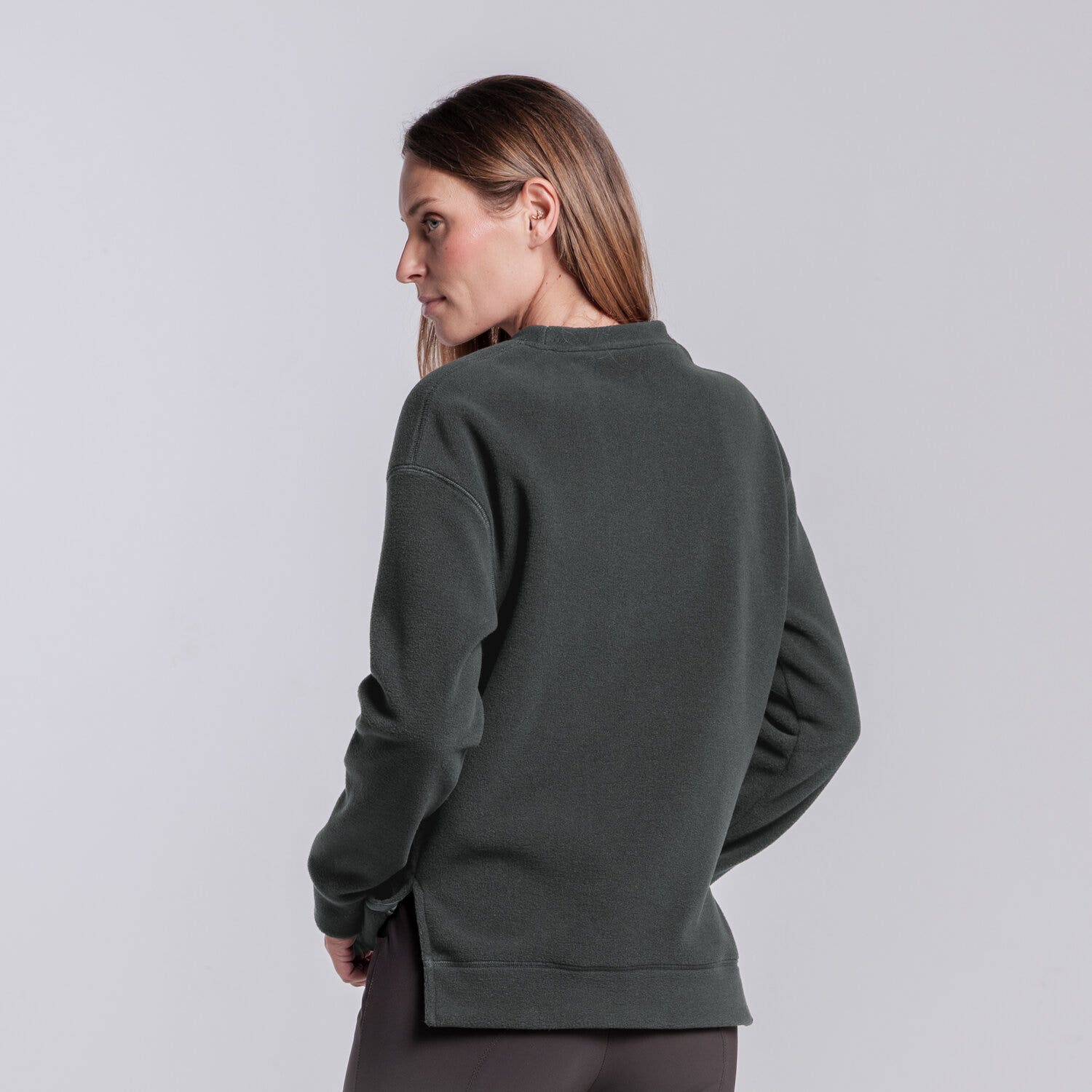 Cavalleria Toscana Women’s crewneck sweatshirt with logo CHARCOAL GREY-3