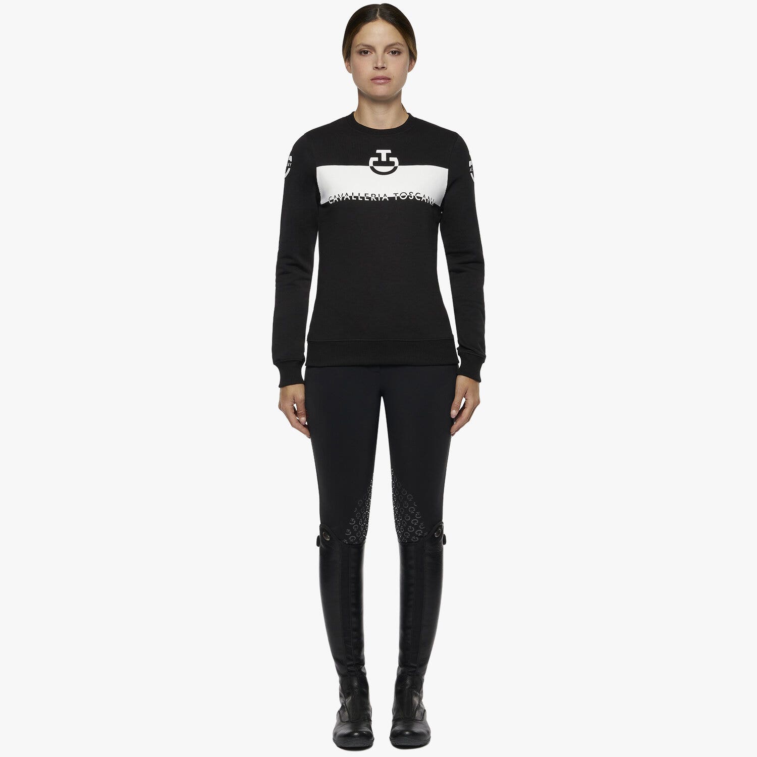 Cavalleria Toscana Women's Crewneck Sweatshirt BLACK-1