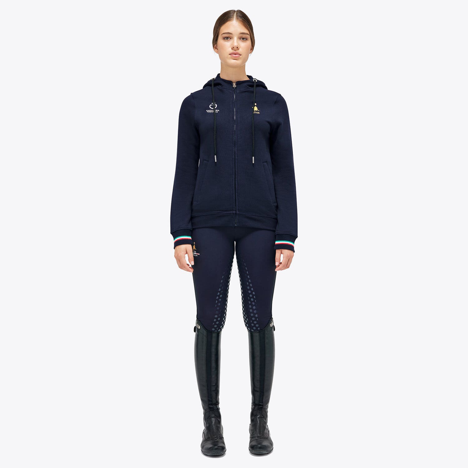 Cavalleria Toscana Women's Fise Sweatshirt with zip NAVY-1