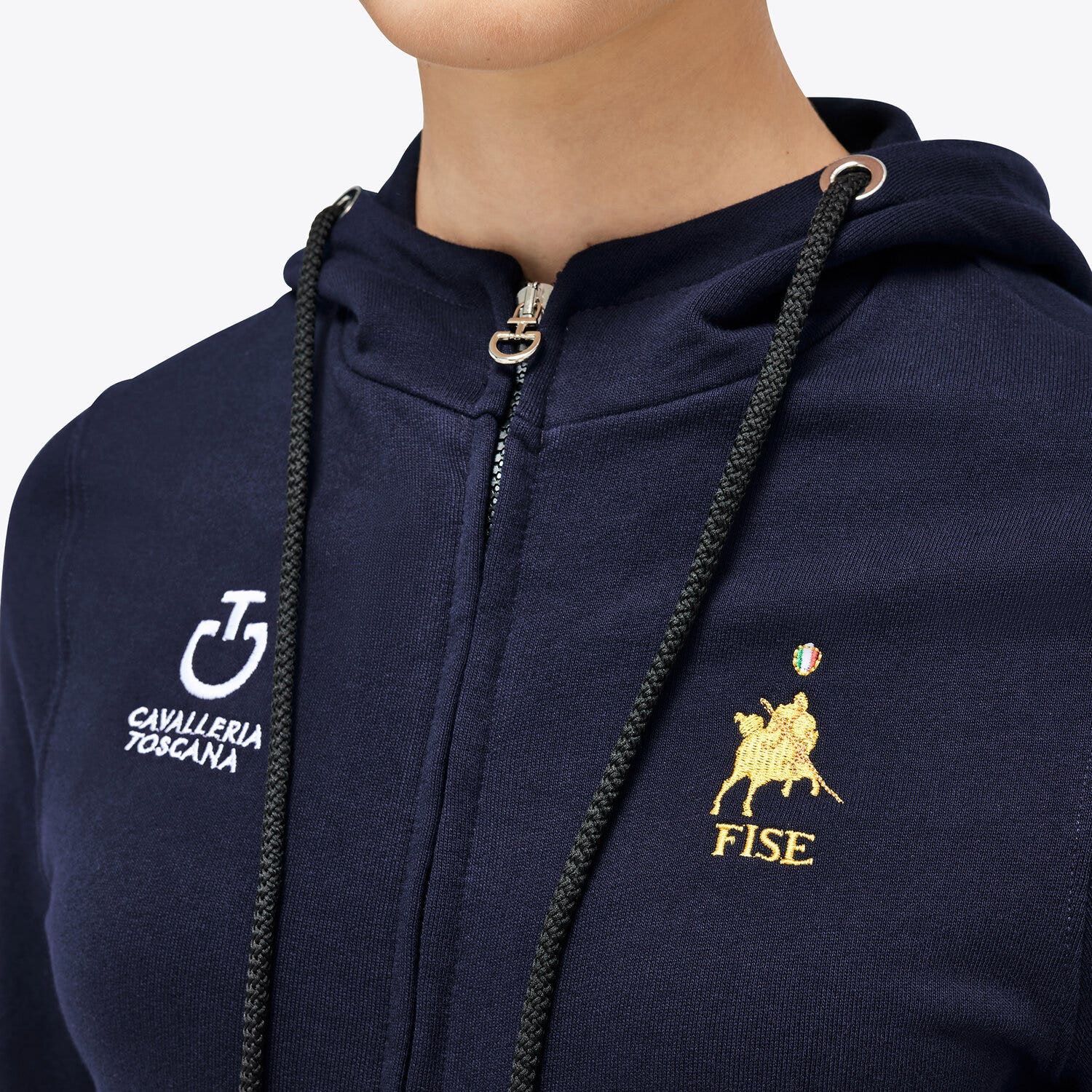 Cavalleria Toscana Women's Fise Sweatshirt with zip NAVY-4