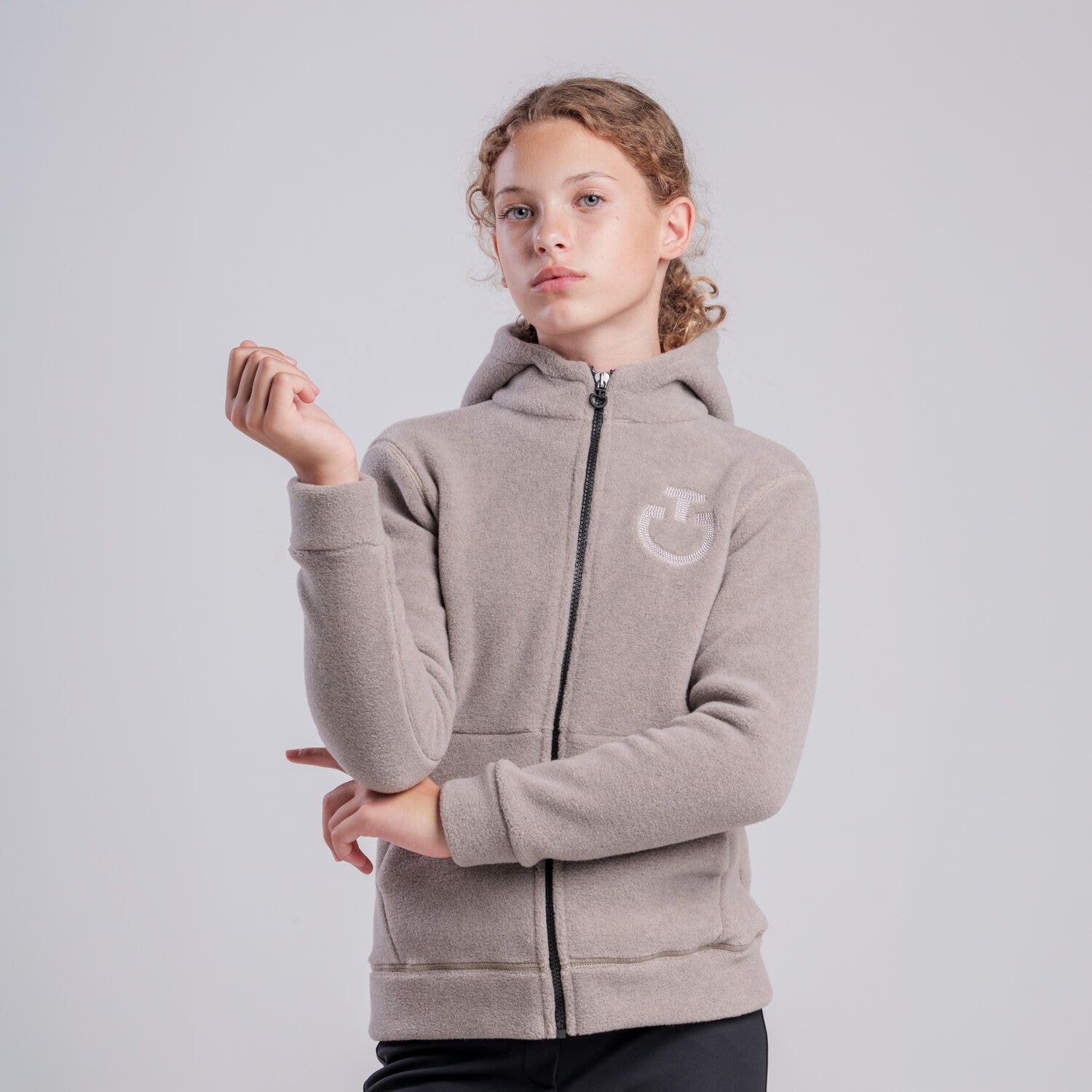 Cavalleria Toscana Unisex children’s hoodie with zip CIPRIA-2