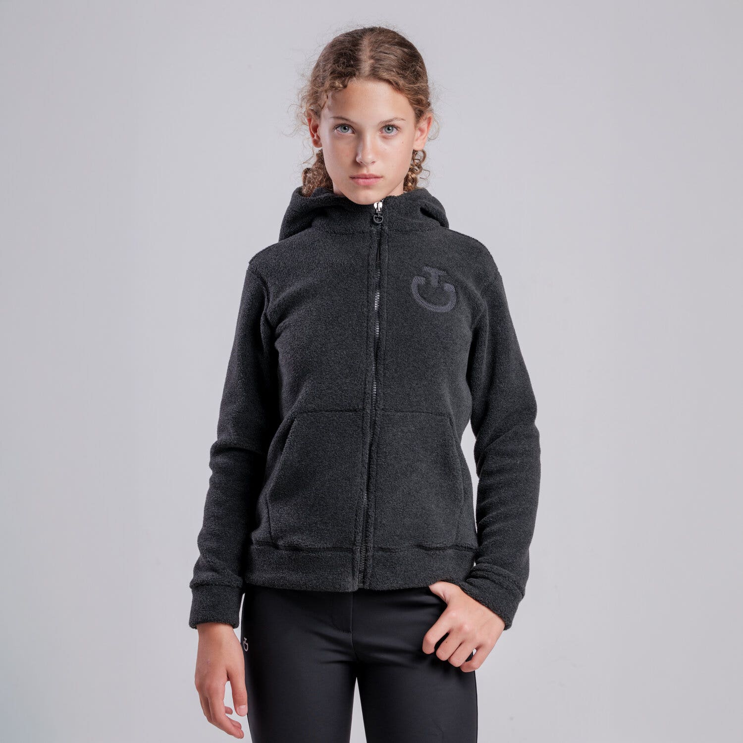 Cavalleria Toscana Unisex children’s hoodie with zip CHARCOAL GREY-5