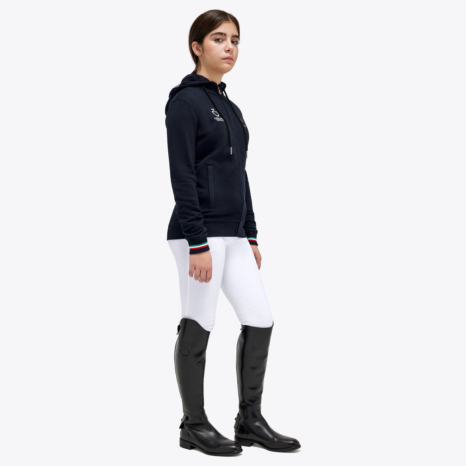 Cavalleria Toscana Unisex FISE sweatshirt with hood NAVY-2