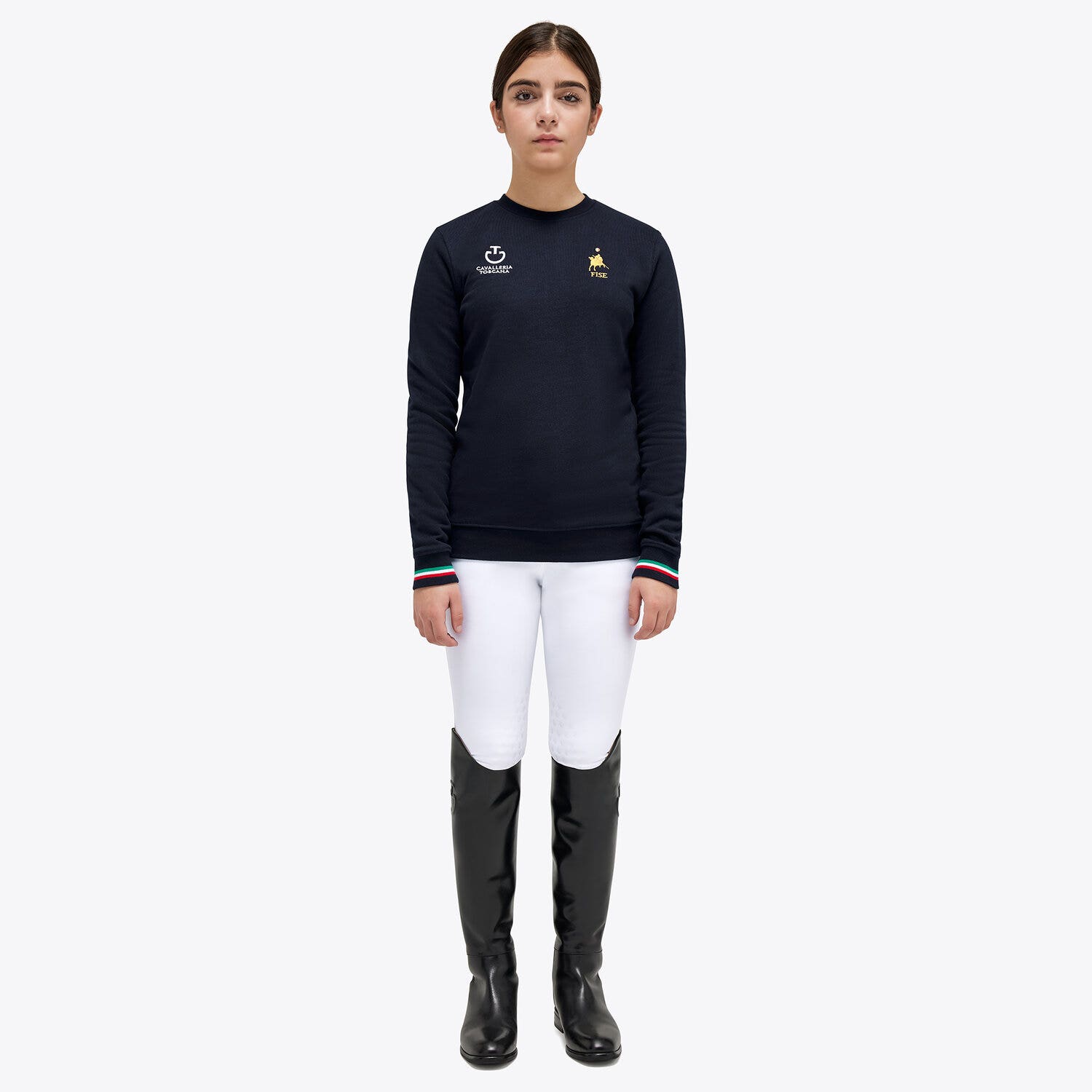 Cavalleria Toscana FISE Unisex Crew Neck Sweatshirt NAVY-1