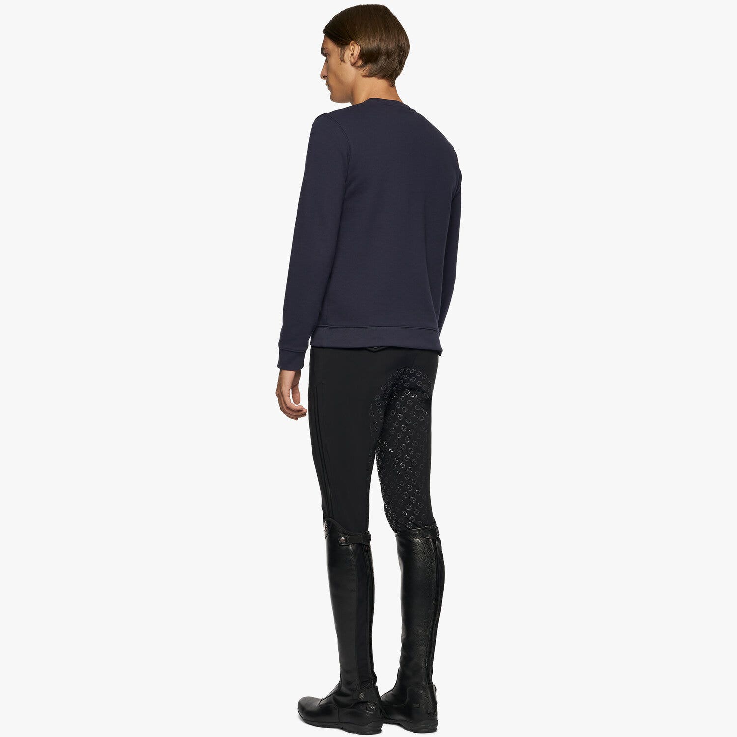 Cavalleria Toscana Men's sweatshirt with sponge logo SMOKEY BLUE-3