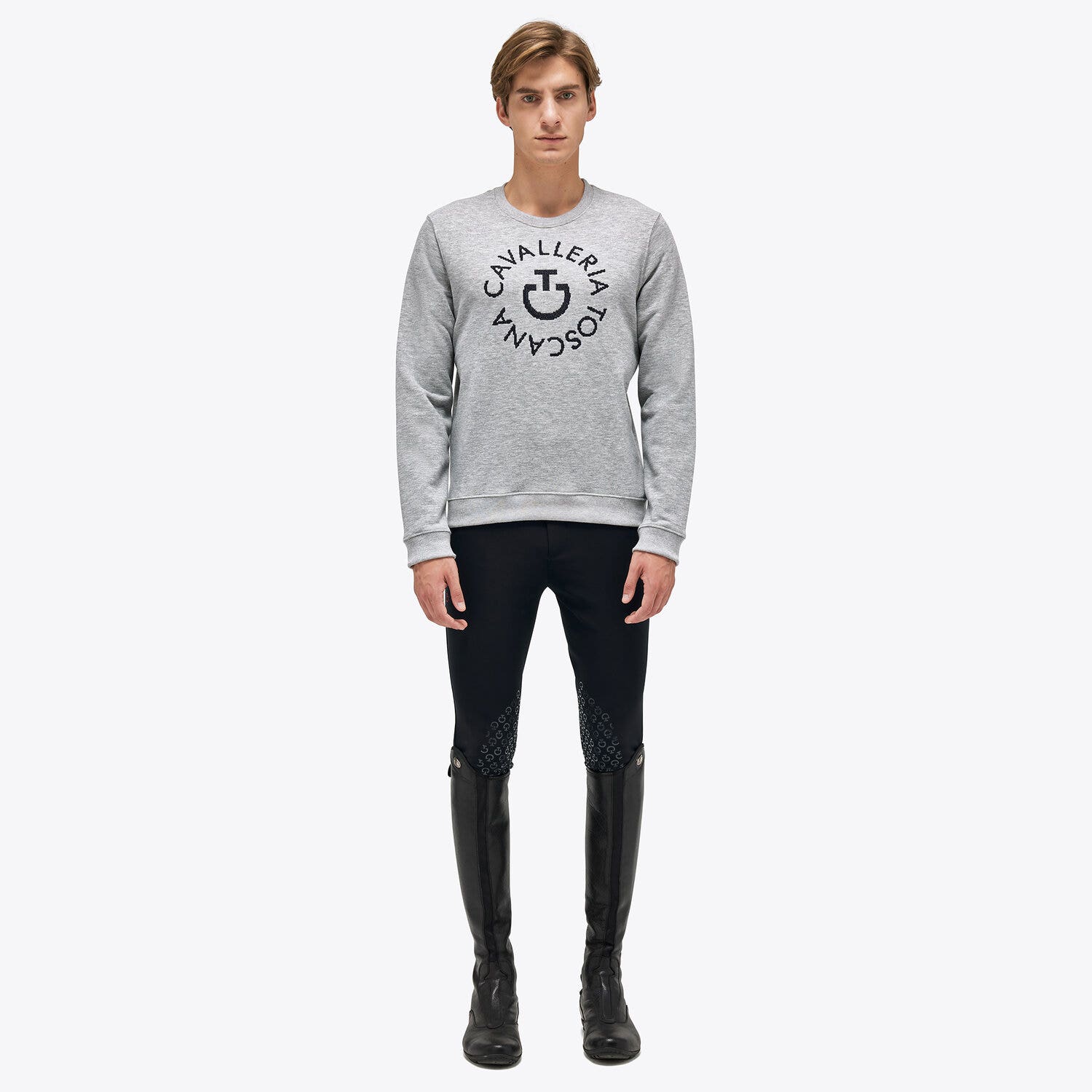 Cavalleria Toscana CT Crew Neck Sweatshirt for Man STONE GREY-1