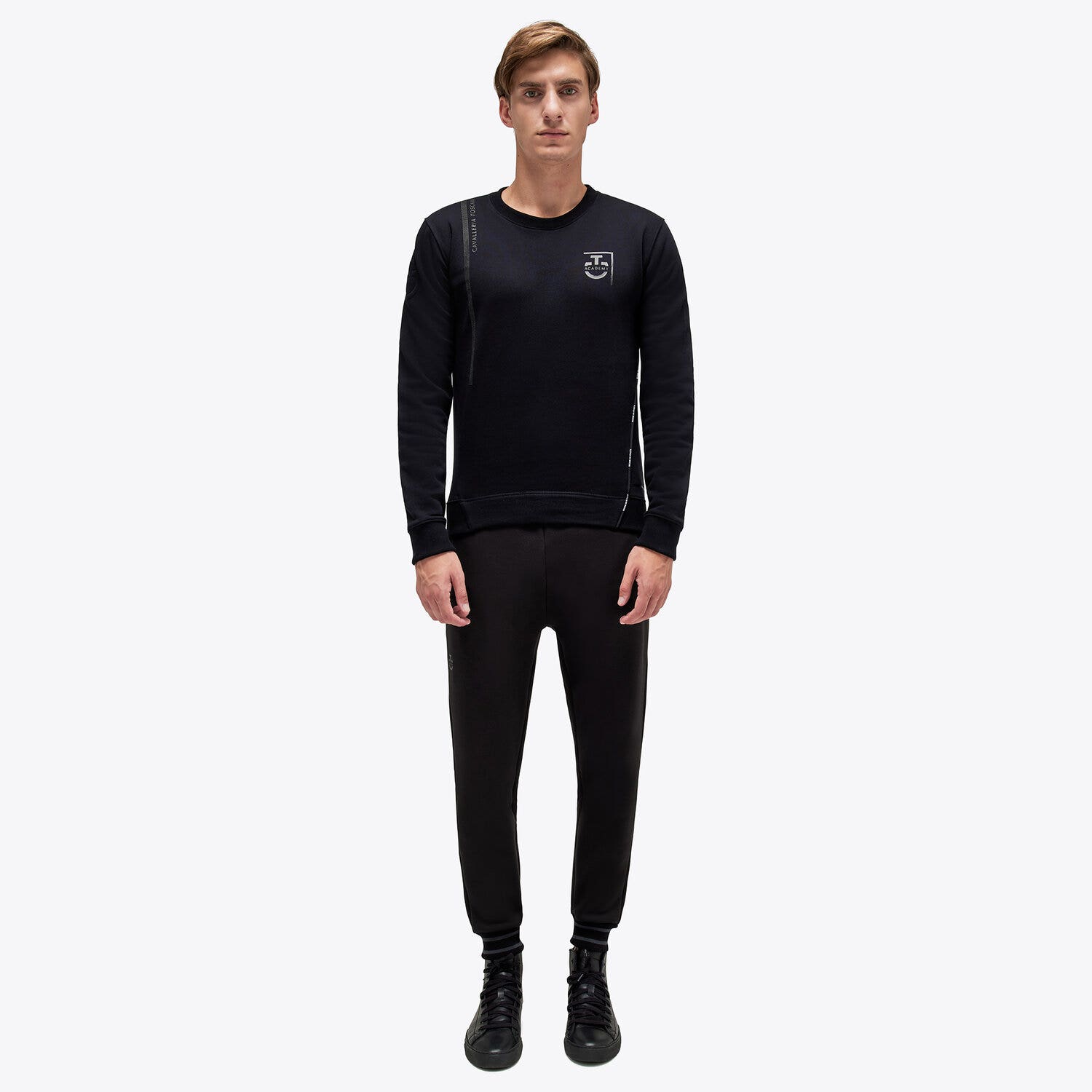 Cavalleria Toscana CT Academy men's cotton crew neck sweatshirt BLACK-1