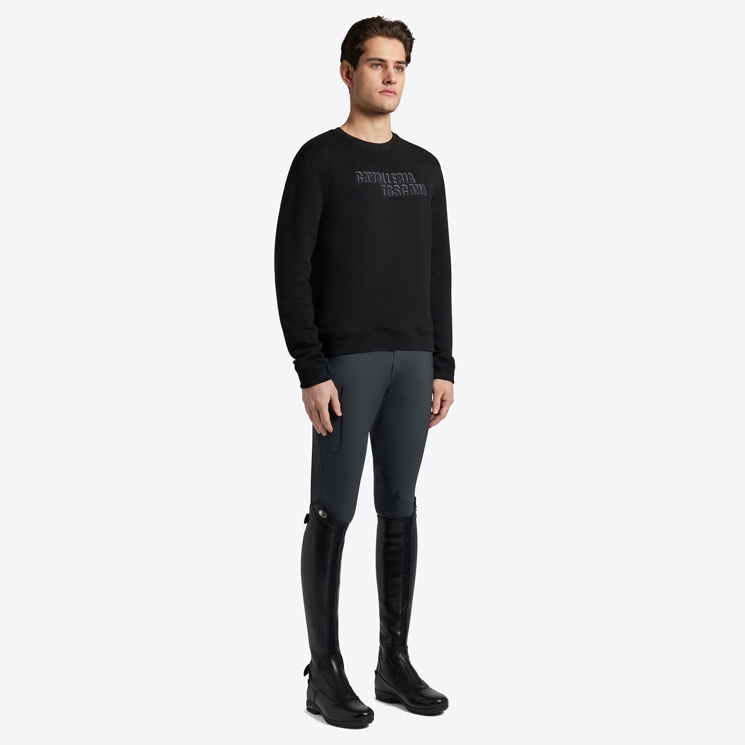 Cavalleria Toscana Cavalleria Toscana Men's Cotton Crew Neck Sweatshirt BLACK-1