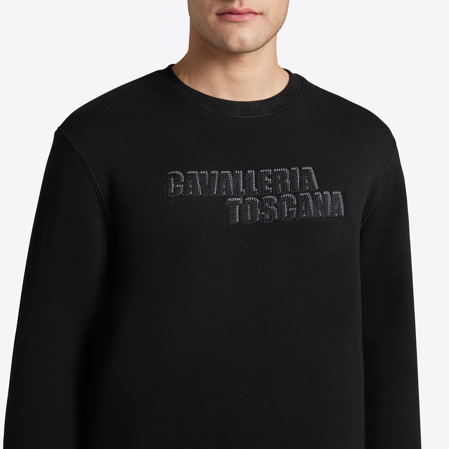 Cavalleria Toscana Cavalleria Toscana Men's Cotton Crew Neck Sweatshirt BLACK-3